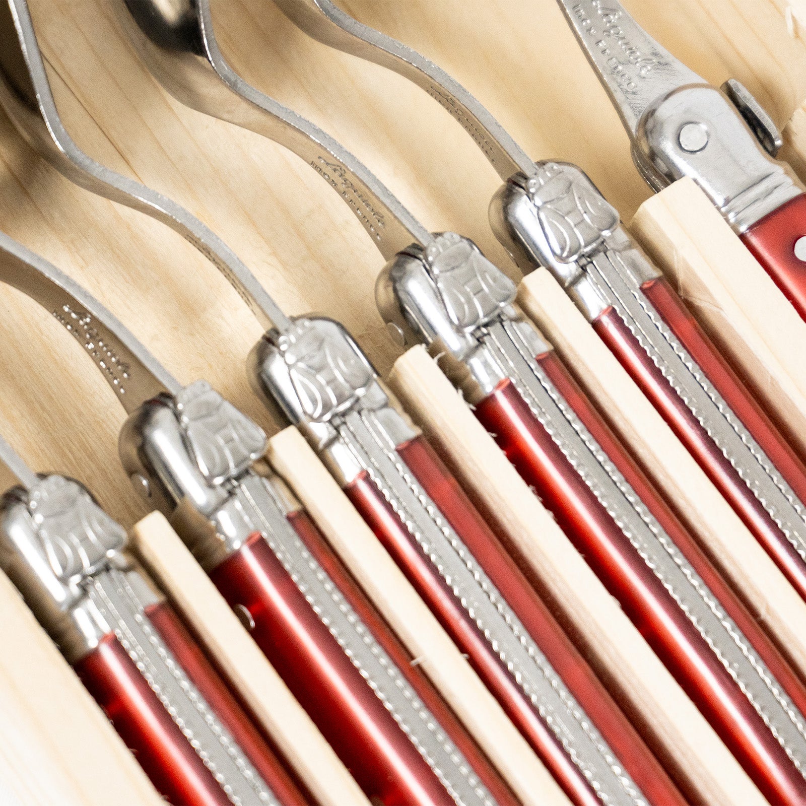 Laguiole Jean Neron Coffee Spoon Set - Red