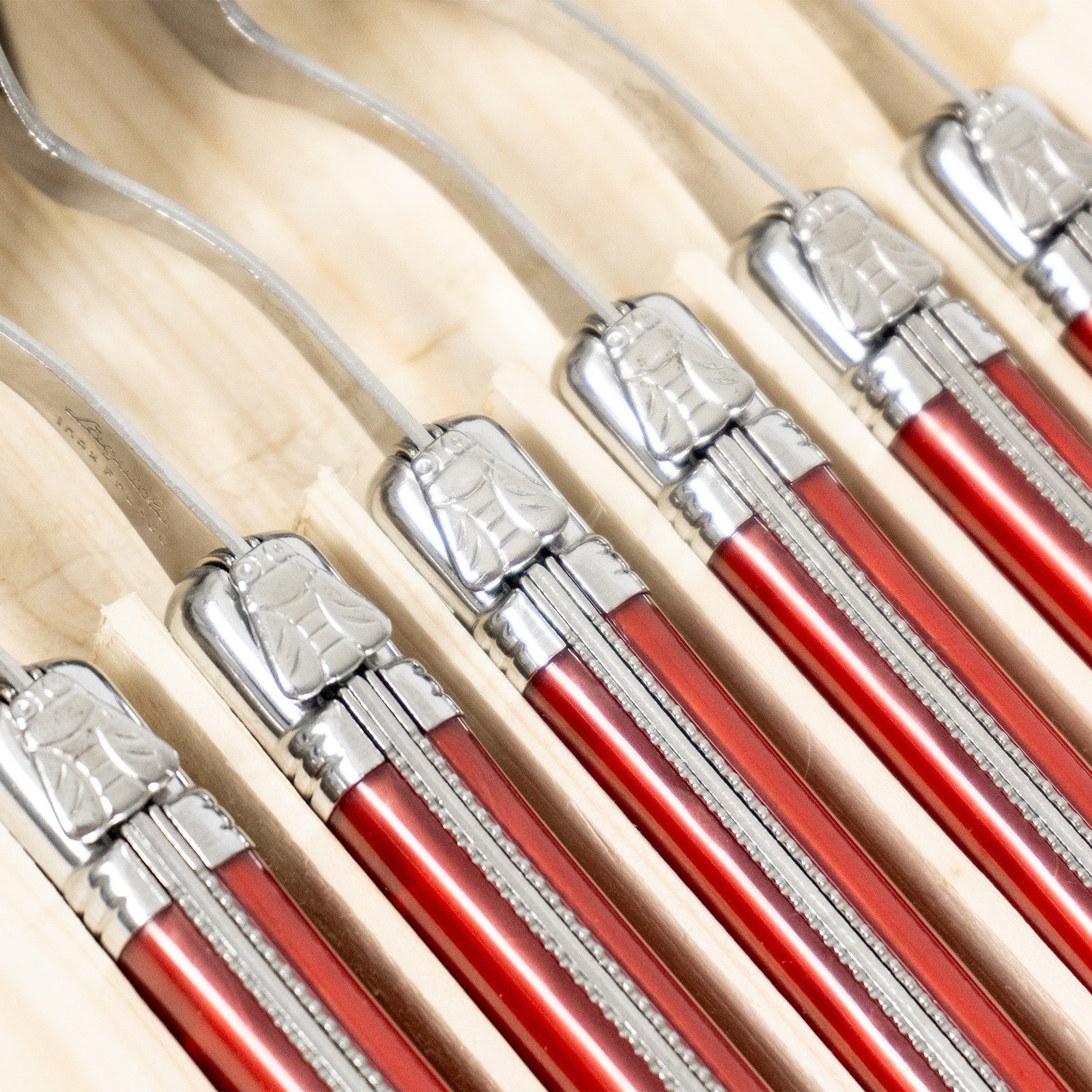 Laguiole Jean Neron Coffee Spoon Set - Red