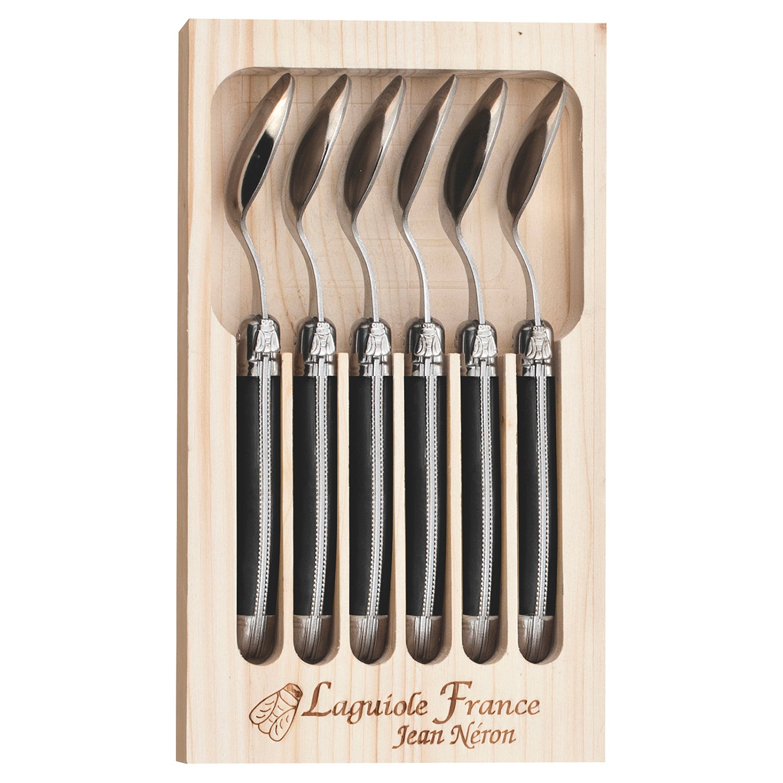 Laguiole Jean Neron Coffee Spoon Set - Black