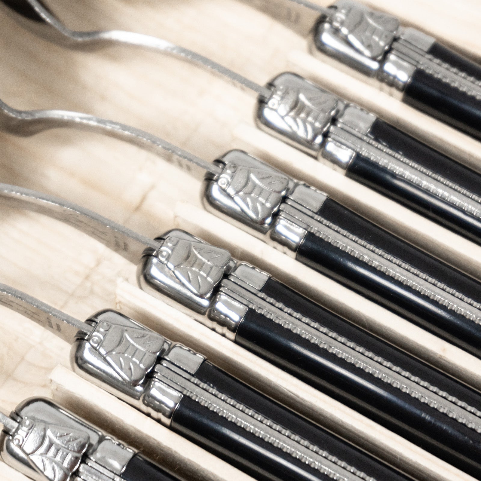 Laguiole Jean Neron Coffee Spoon Set - Black