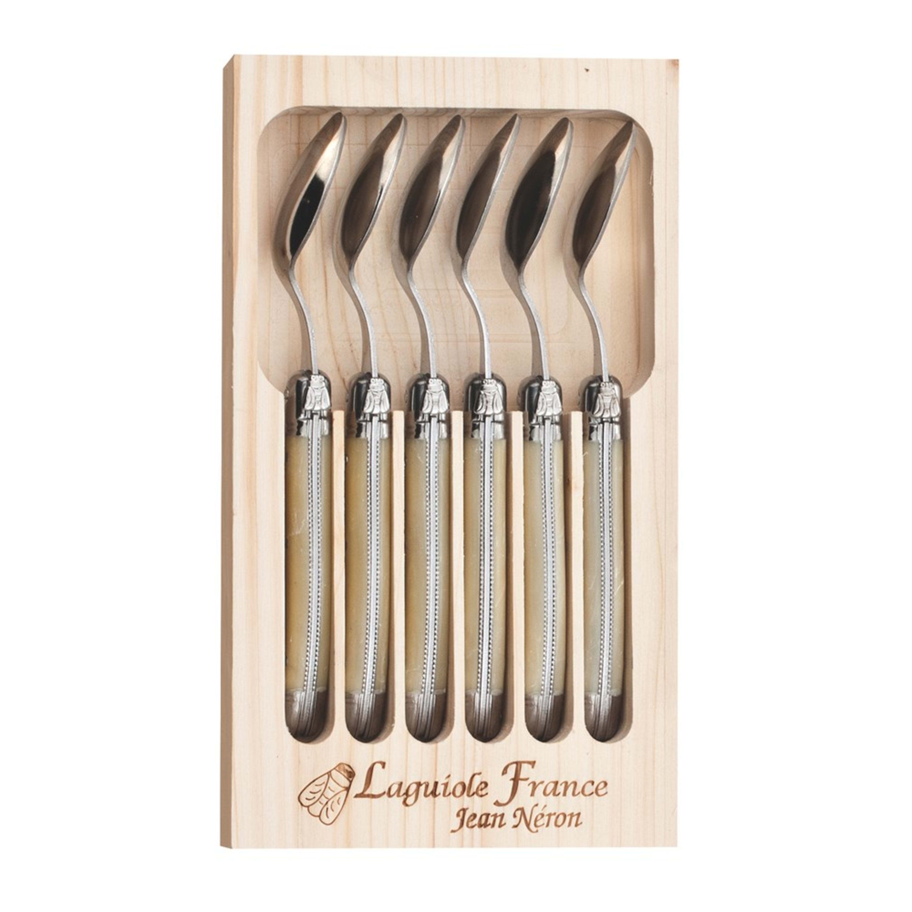Laguiole Jean Néron 6 Piece Coffee Spoon Set - Light Horn