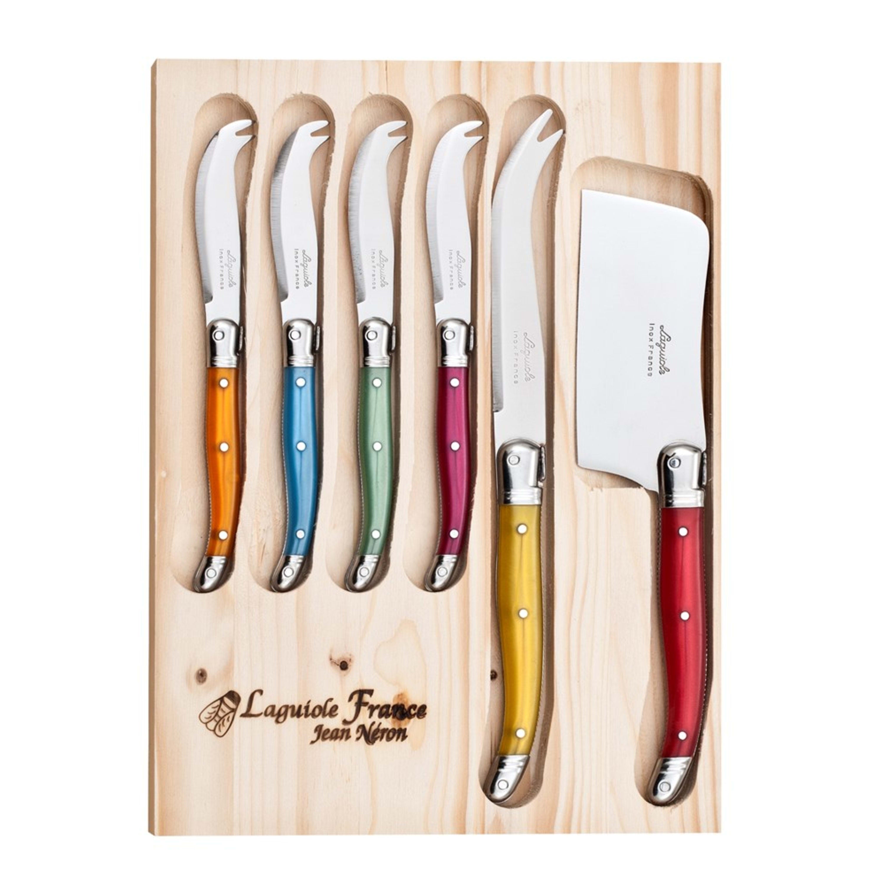 Laguiole Jean Néron 6 Piece Cheese Set (Cleaver & Cheese & 4 Mini Cheese Knives) - Mixed