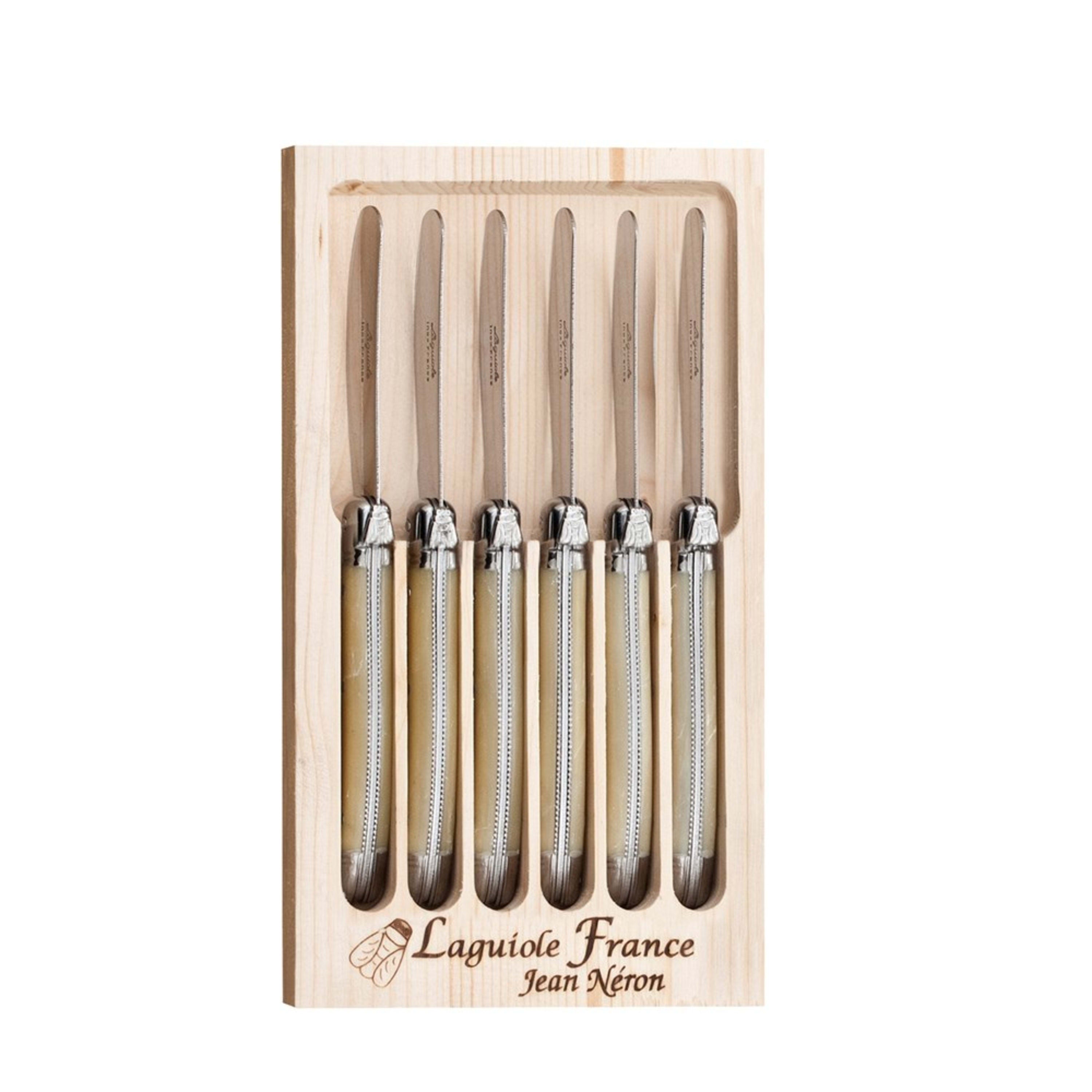 Laguiole Jean Néron 6 Piece Butter & Pate Knife Set - Light Horn