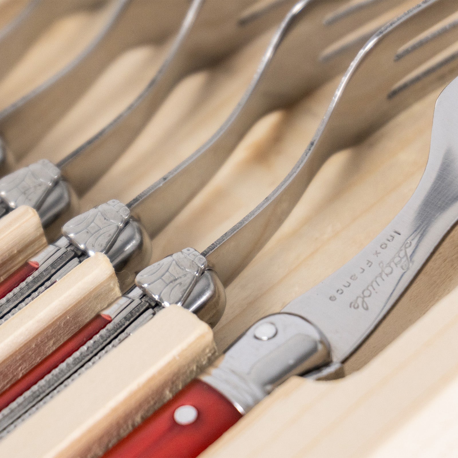 Laguiole Jean Neron Cake Fork Set - Red