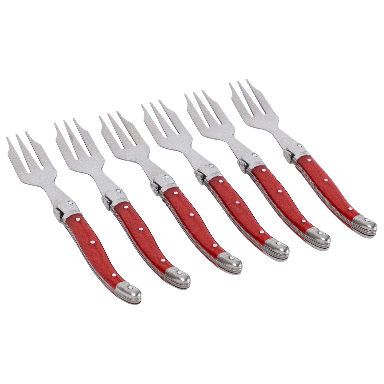 Laguiole Jean Neron Cake Fork Set - Red