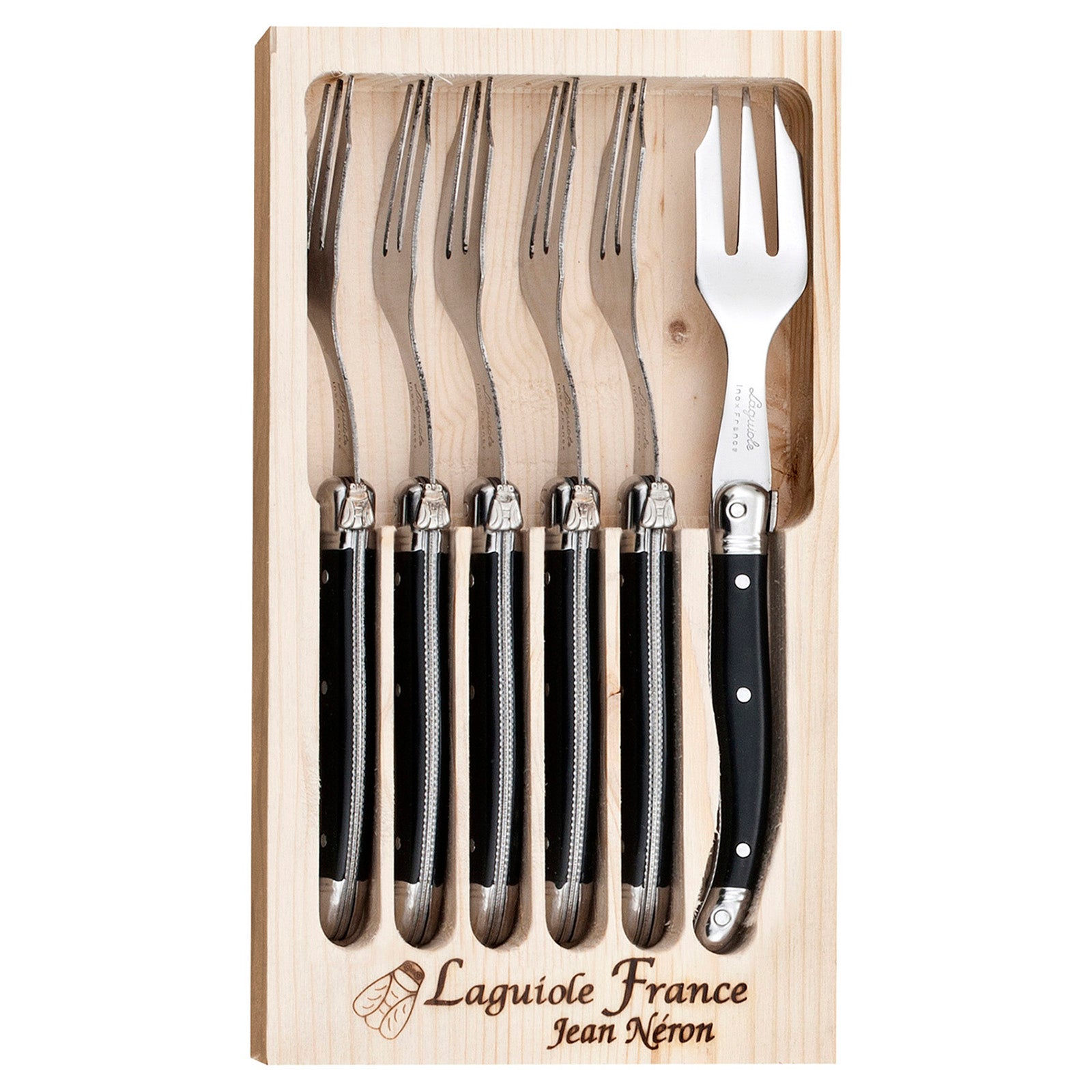 Laguiole Jean Neron Cake Fork Set - Black
