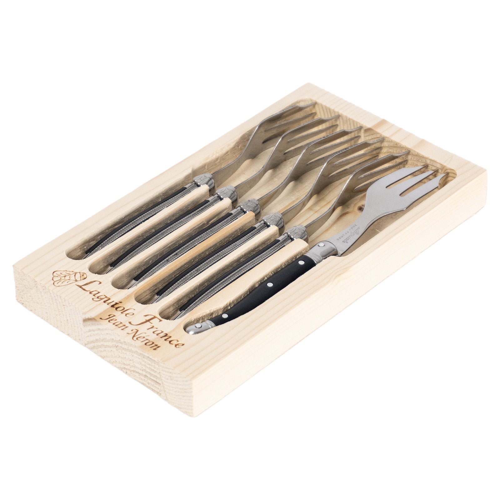 Laguiole Jean Neron Cake Fork Set - Black