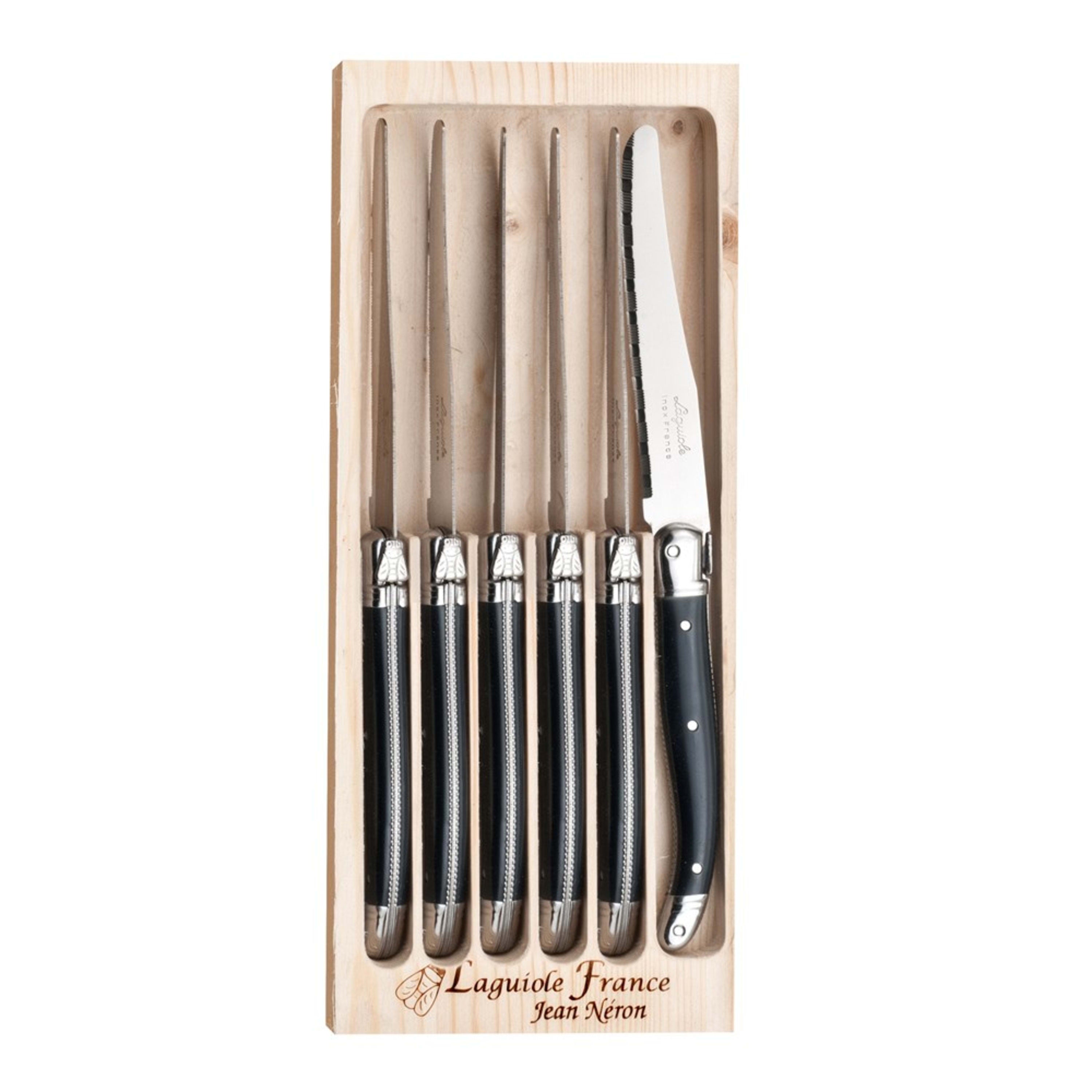 Laguiole Jean Néron 6 Piece Round Table Knife Set - Black