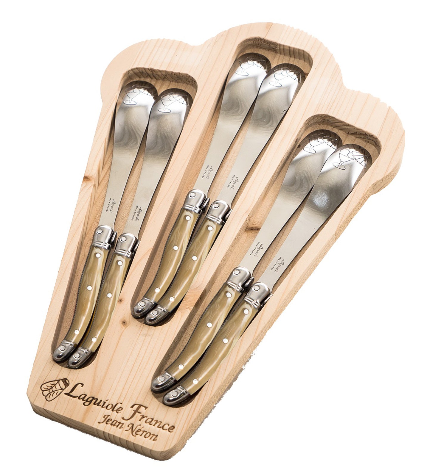 Laguiole Jean Neron Ice Cream Spoon Set - Light Horn