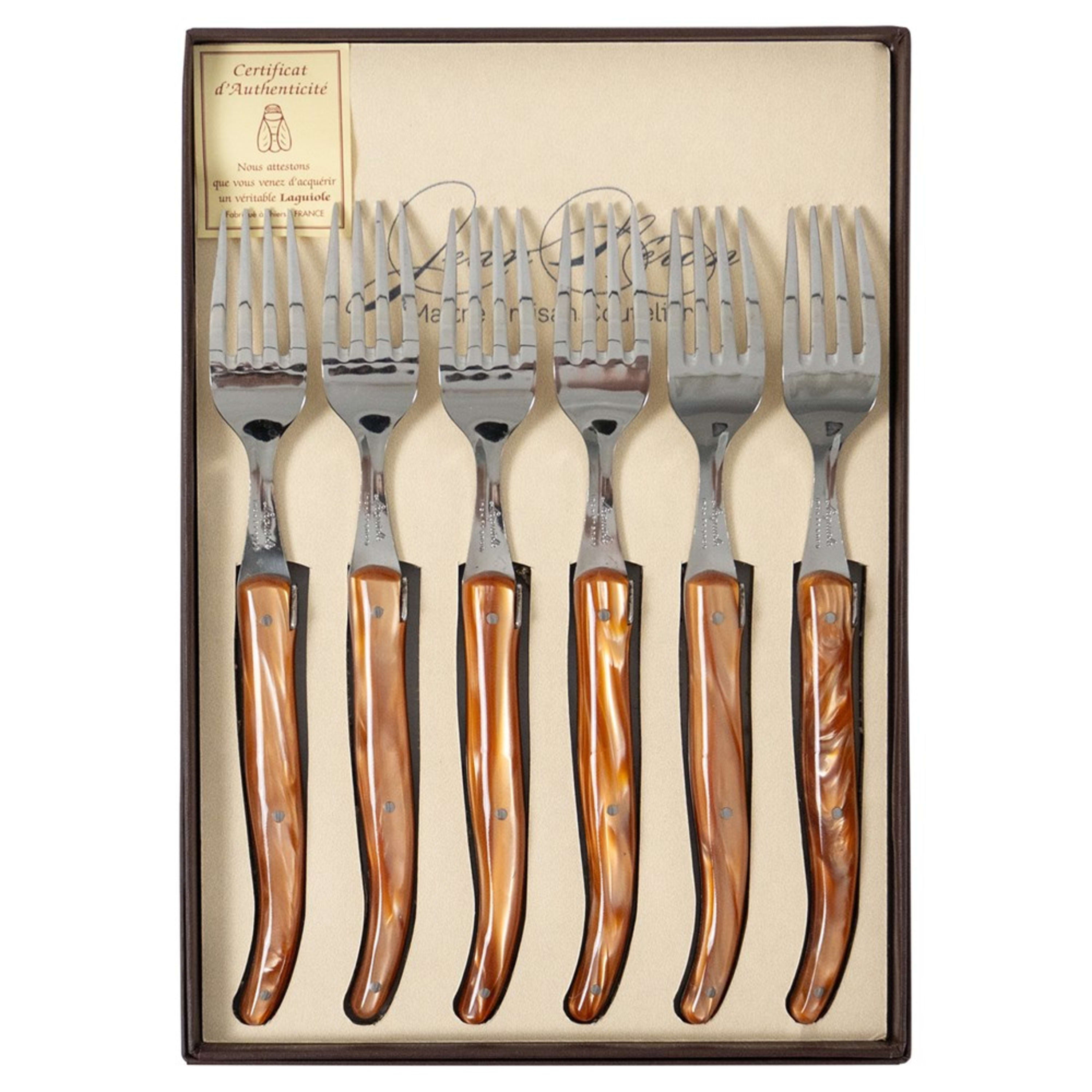Laguiole Jean Néron Plexiglas Fork Set - Chocolate