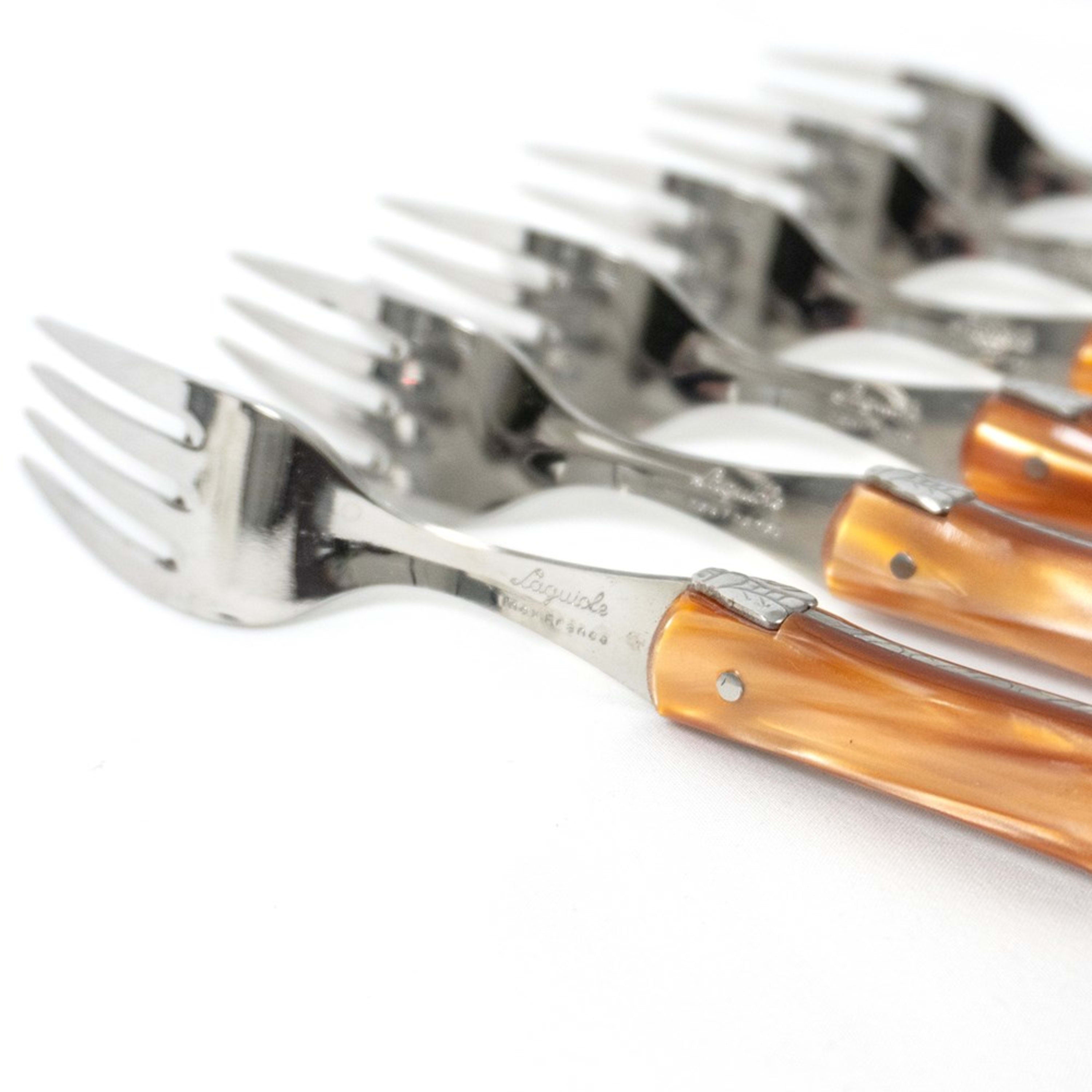 Laguiole Jean Néron Plexiglas Fork Set - Chocolate