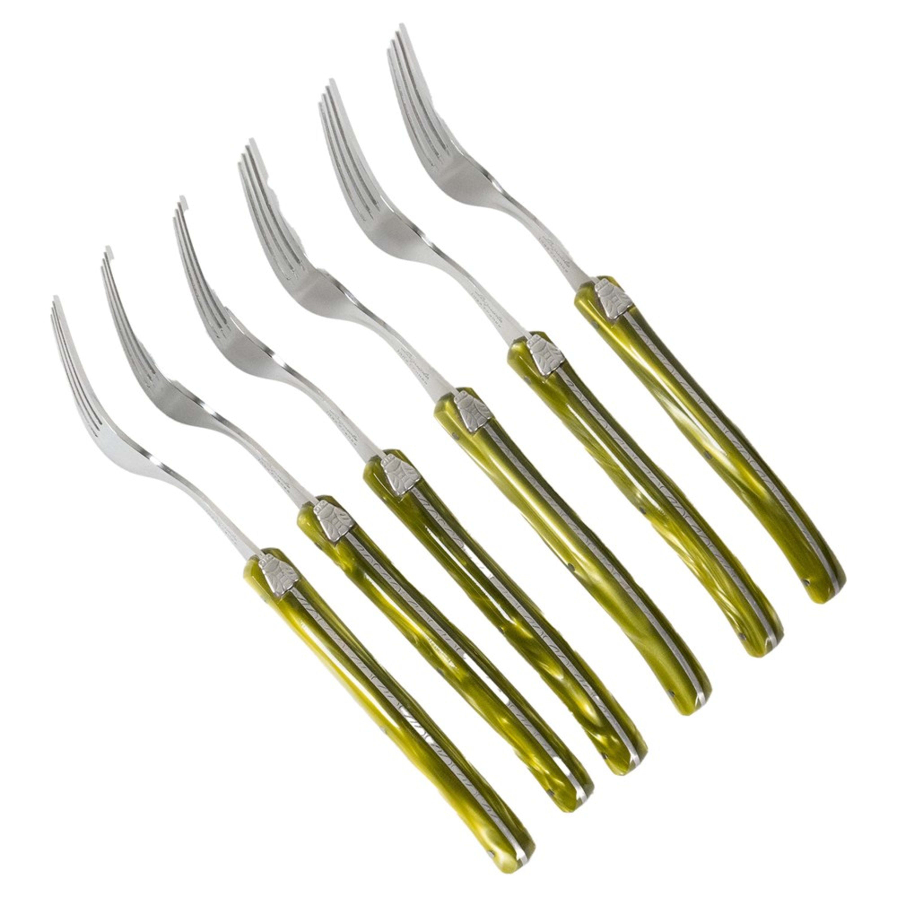 Laguiole Jean Néron Plexiglas Fork Set - Olive