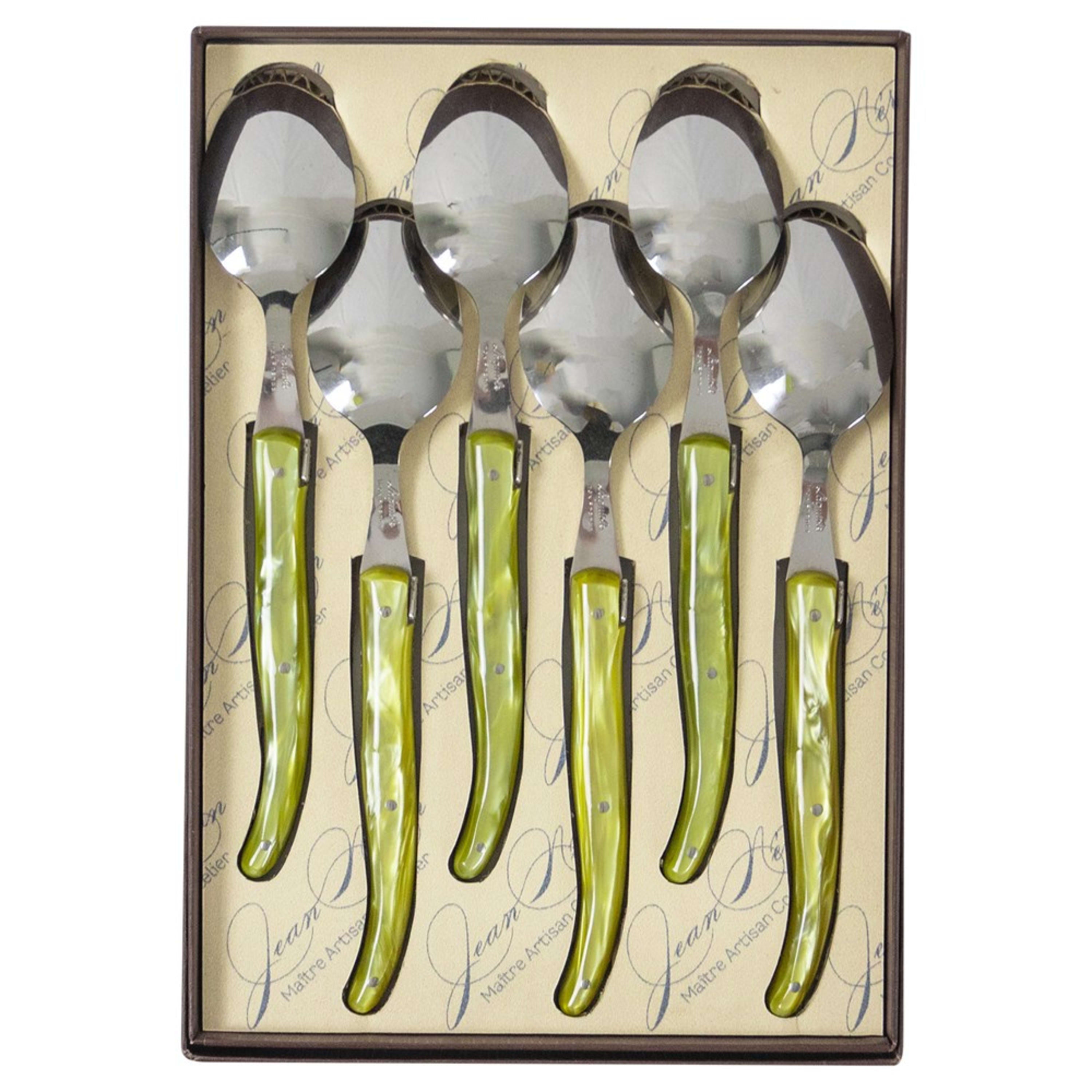 Laguiole Jean Néron Plexiglas Soup Spoon Set - Olive