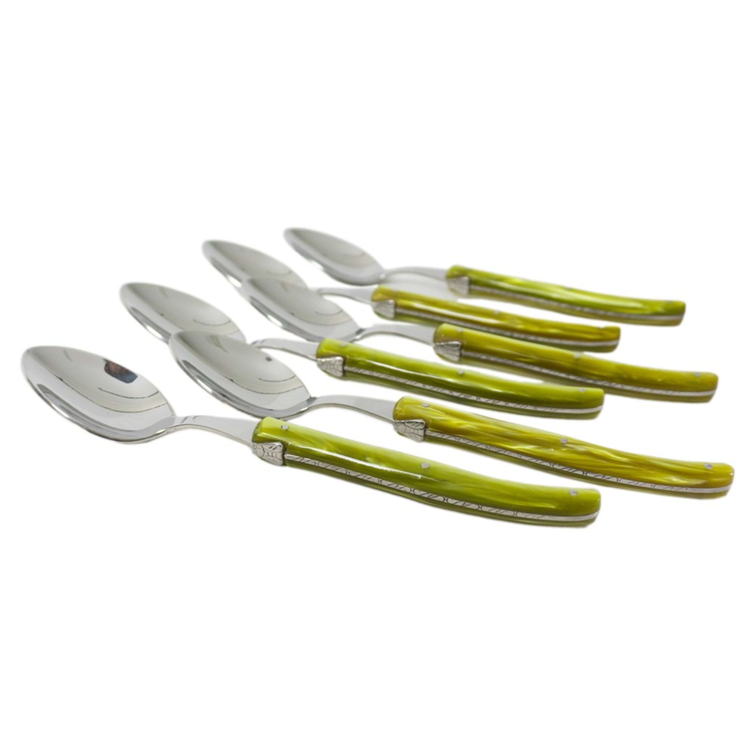 Laguiole Jean Néron Plexiglas Soup Spoon Set - Olive