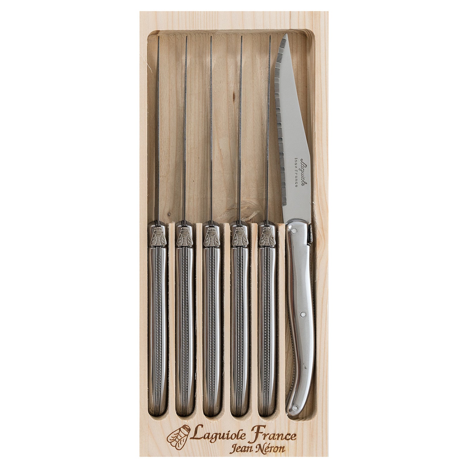 Laguiole Jean Neron Stainless Steel Handle Steak Knife Set ‚Äì Gift Box