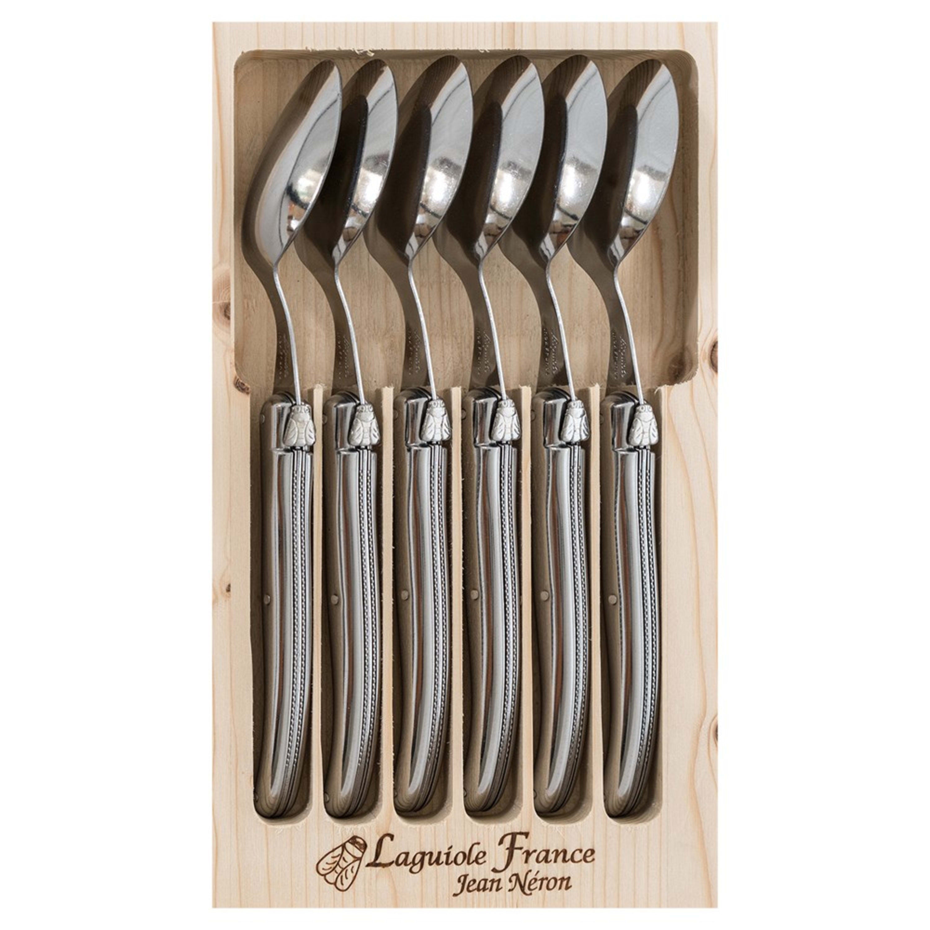 Laguiole Jean Néron 6 Piece Soup & Dessert Spoon Set - Stainless Steel