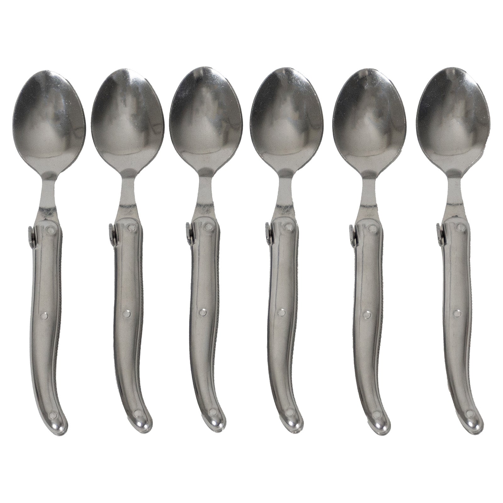 Laguiole Jean Neron Stainless Steel Handle Coffee Spoon Set (Small Spoon)