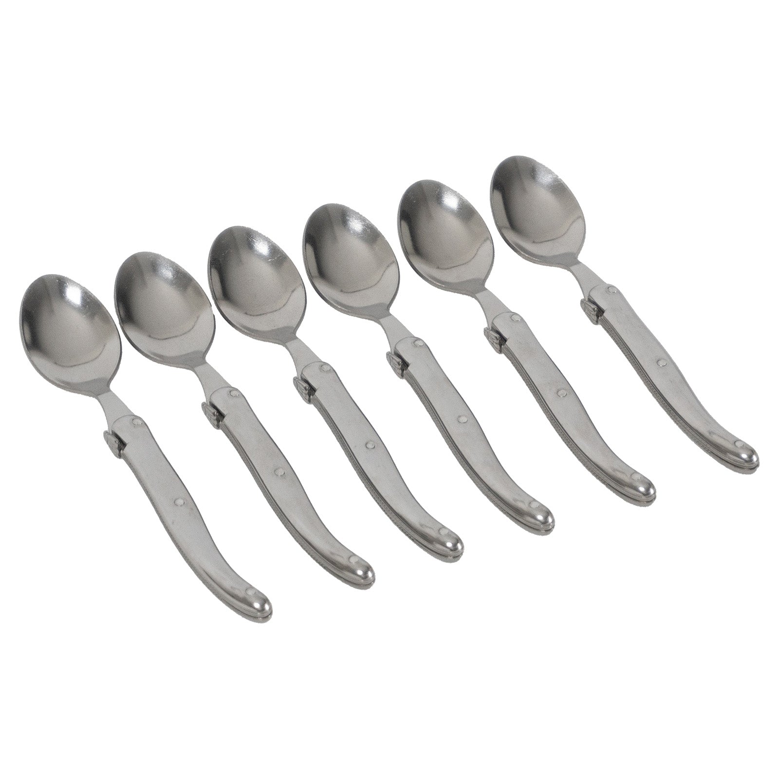 Laguiole Jean Neron Stainless Steel Handle Coffee Spoon Set (Small Spoon)