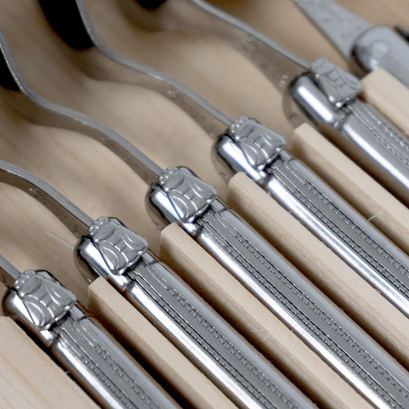 Laguiole Jean Neron Stainless Steel Handle Coffee Spoon Set (Small Spoon)