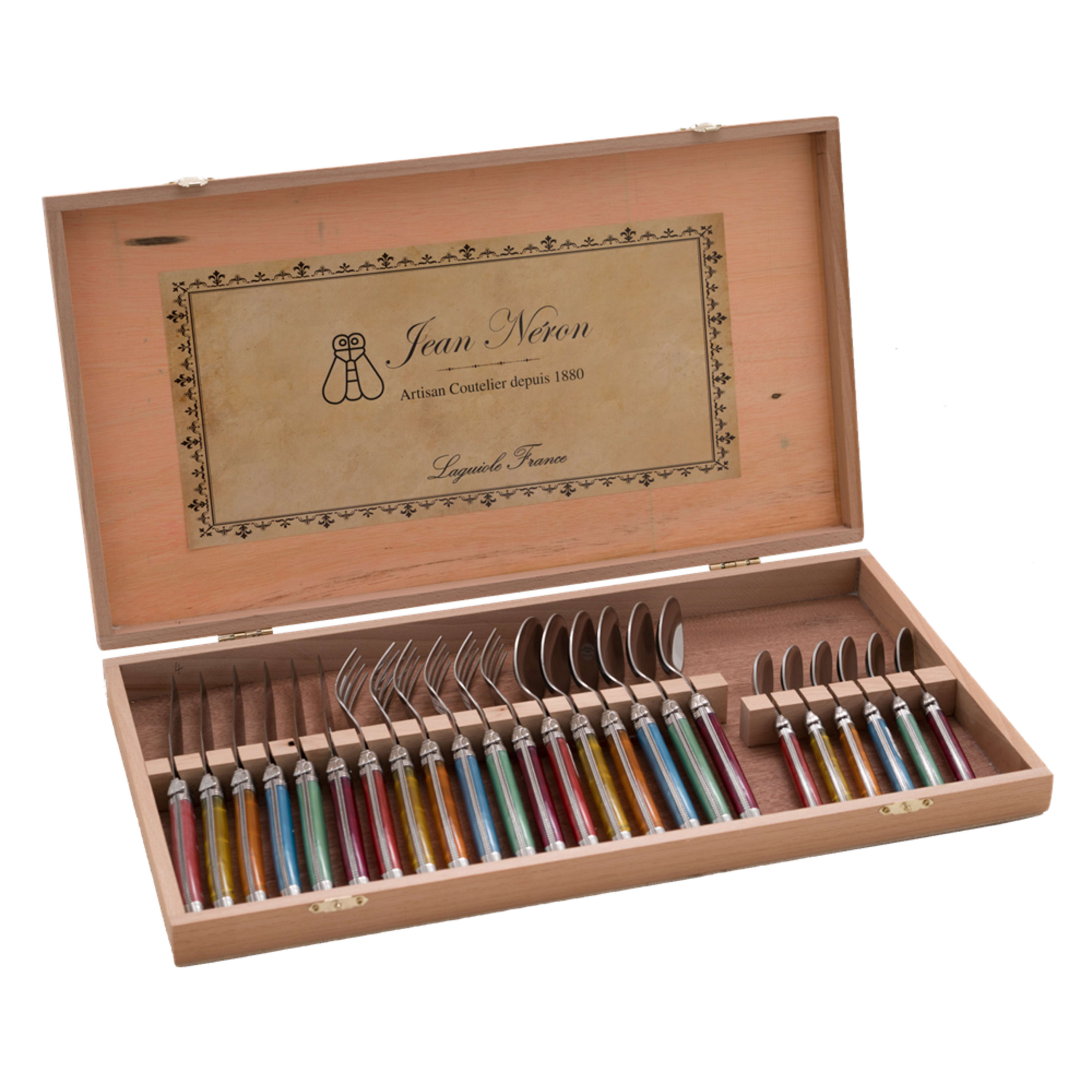 Laguiole Jean Néron 24 Piece Cutlery Set in Gift Box - Mixed