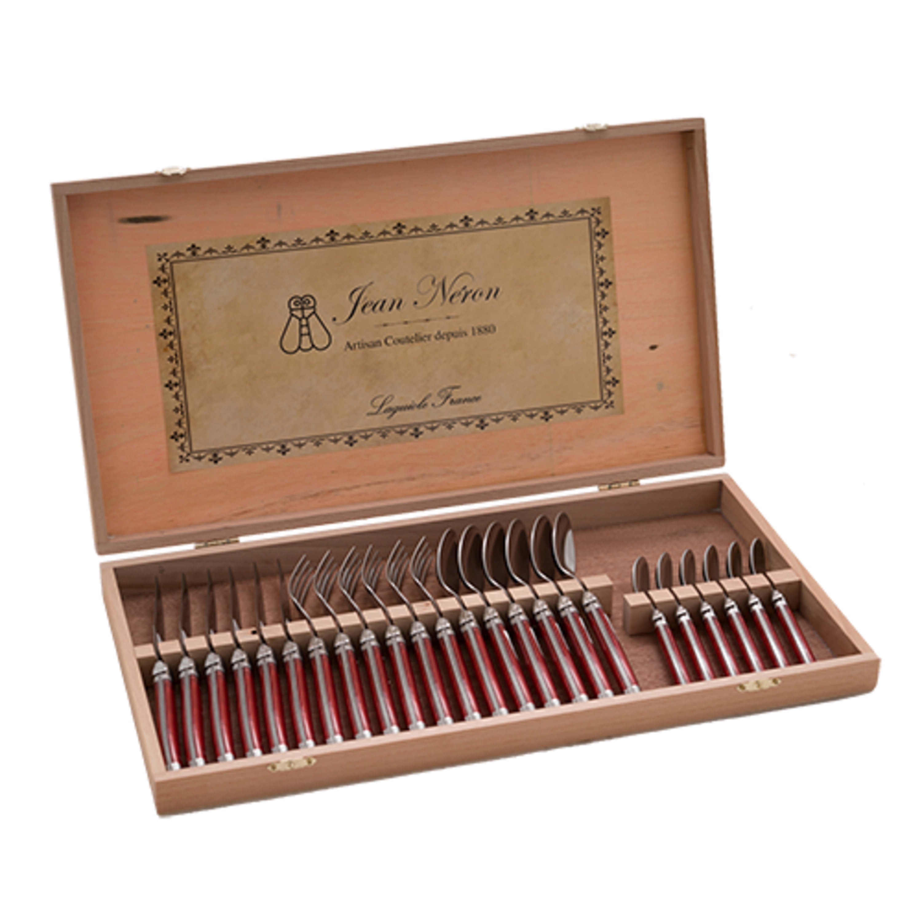 Laguiole Jean Néron 24 Piece Cutlery Set in Gift Box - Red