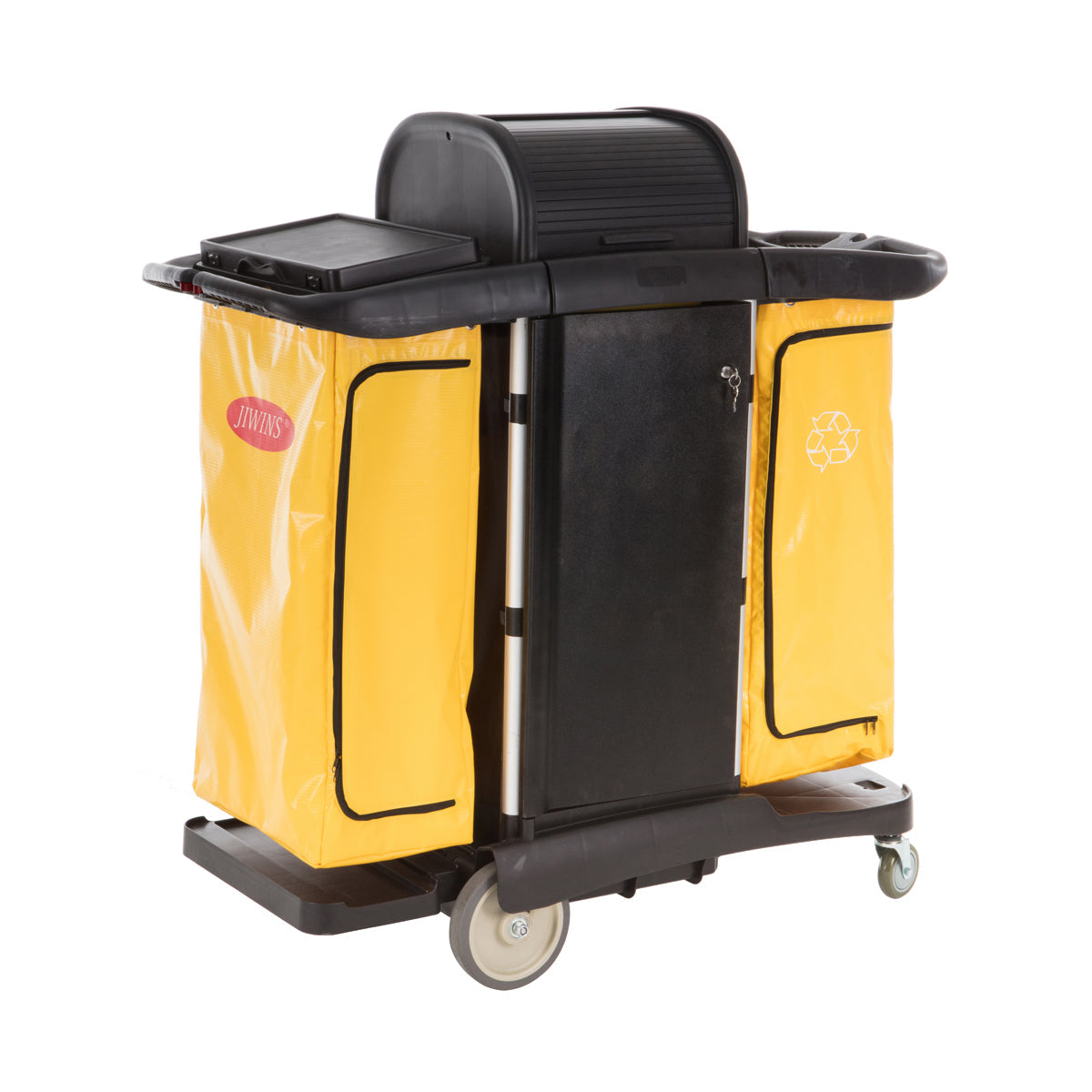 Jiwins Medical Facility Cleaning Cart Black 1300x570x1320mm