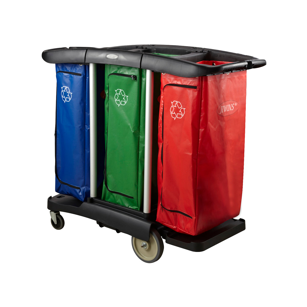Jiwins Triple Capacity Cleaning Cart Black 1300x575x1115mm