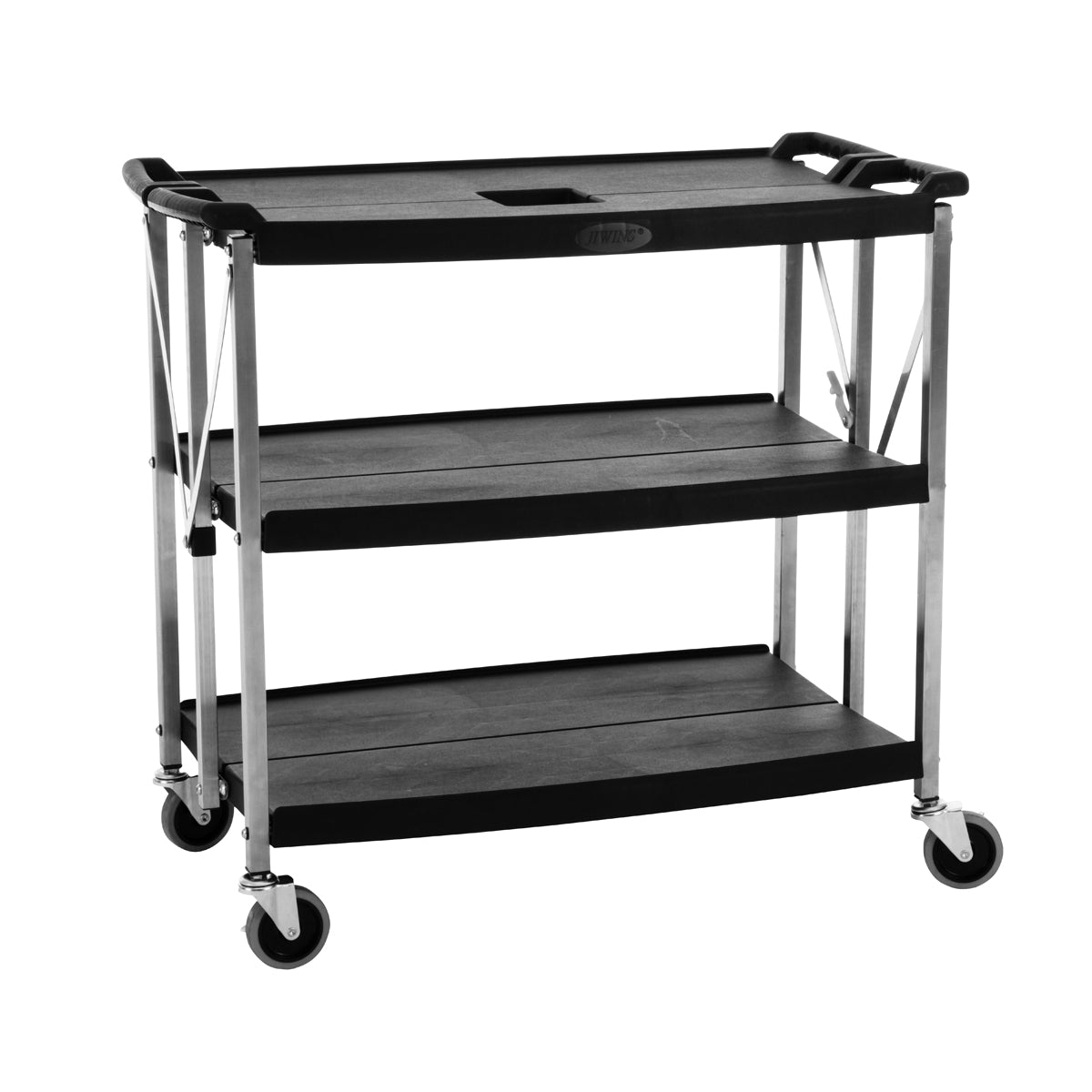 Jiwins Folding Trolley 3 Tier Black 520x990x900mm