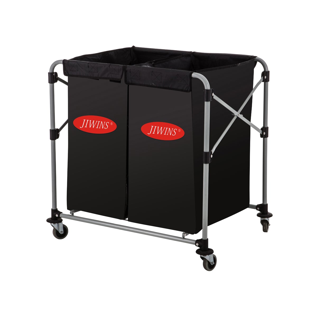 Jiwins Collapsible Laundry Cart with 2 x 150L Vinyl Bags
