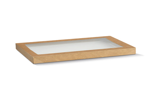 ecoware Kraft Catering Tray Lid Large with PET Window (Carton of 100)