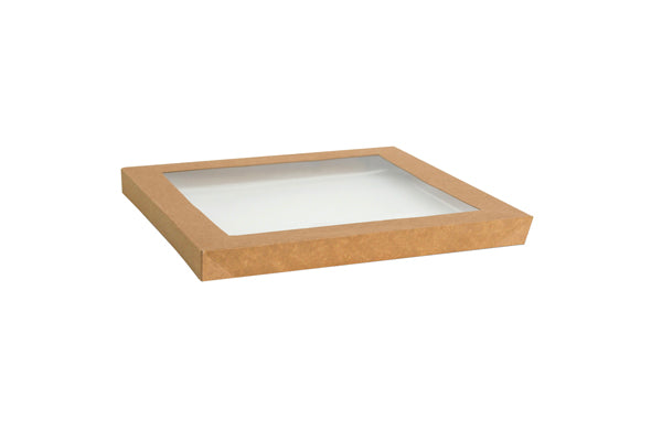 ecoware Kraft Catering Tray Lid Medium with PET Window (Carton of 100)