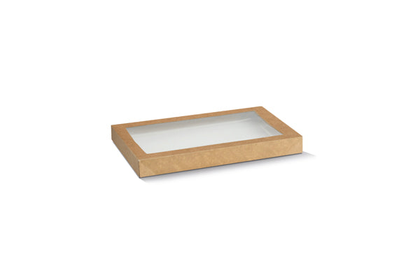 ecoware Kraft Catering Tray Lid with Small PET Window (Carton of 100)