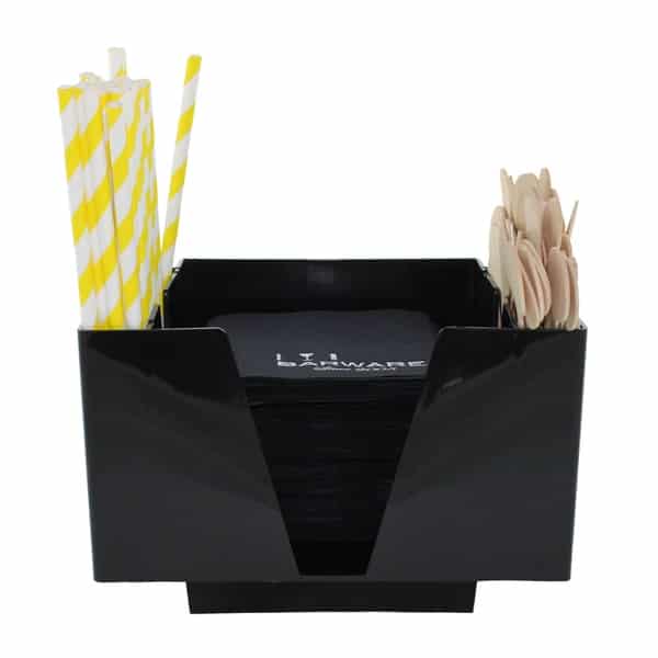 KH Probar Bar Caddy Napkin Straw Holder 194 x 142 x 136mm Black