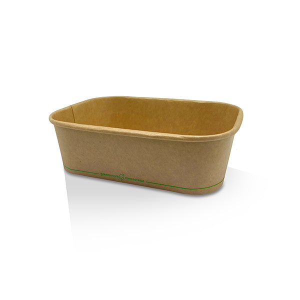 ecoware 650ml PLA Coated Kraft Rectangular Container (Carton of 300)