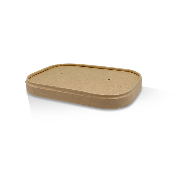 ecoware PLA Coated Kraft Rectangular Container Lid- Fit 500-1000ml (Carton of 300)
