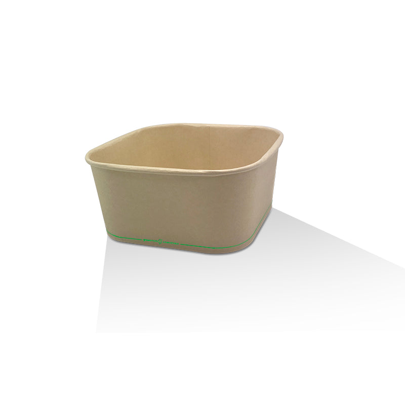 ecoware 1400ml PBS Coated Bamboo Paper Square Container (Carton of 300)