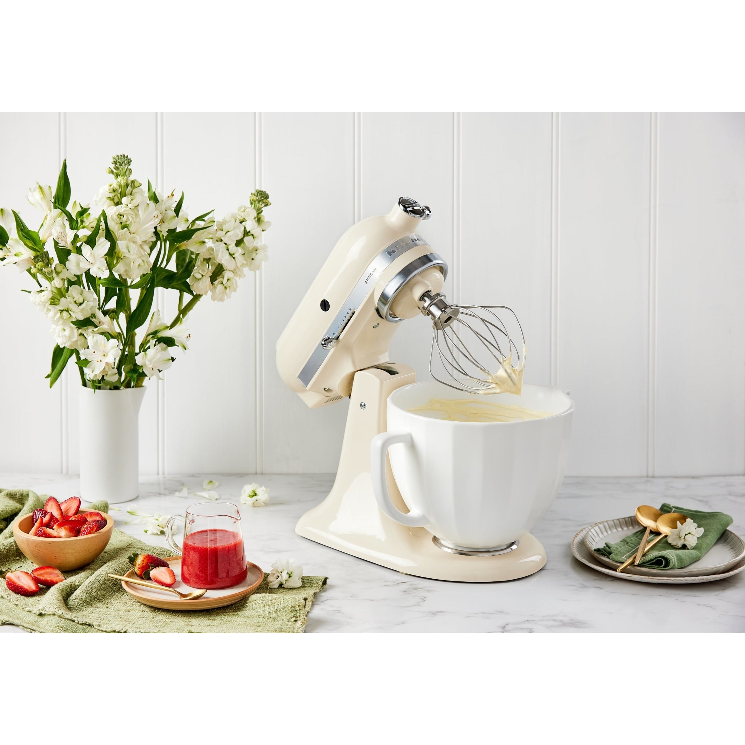KitchenAid 4.7L White Shell Ceramic Bowl for Tilt-head Stand Mixer KSM2CB5PWS