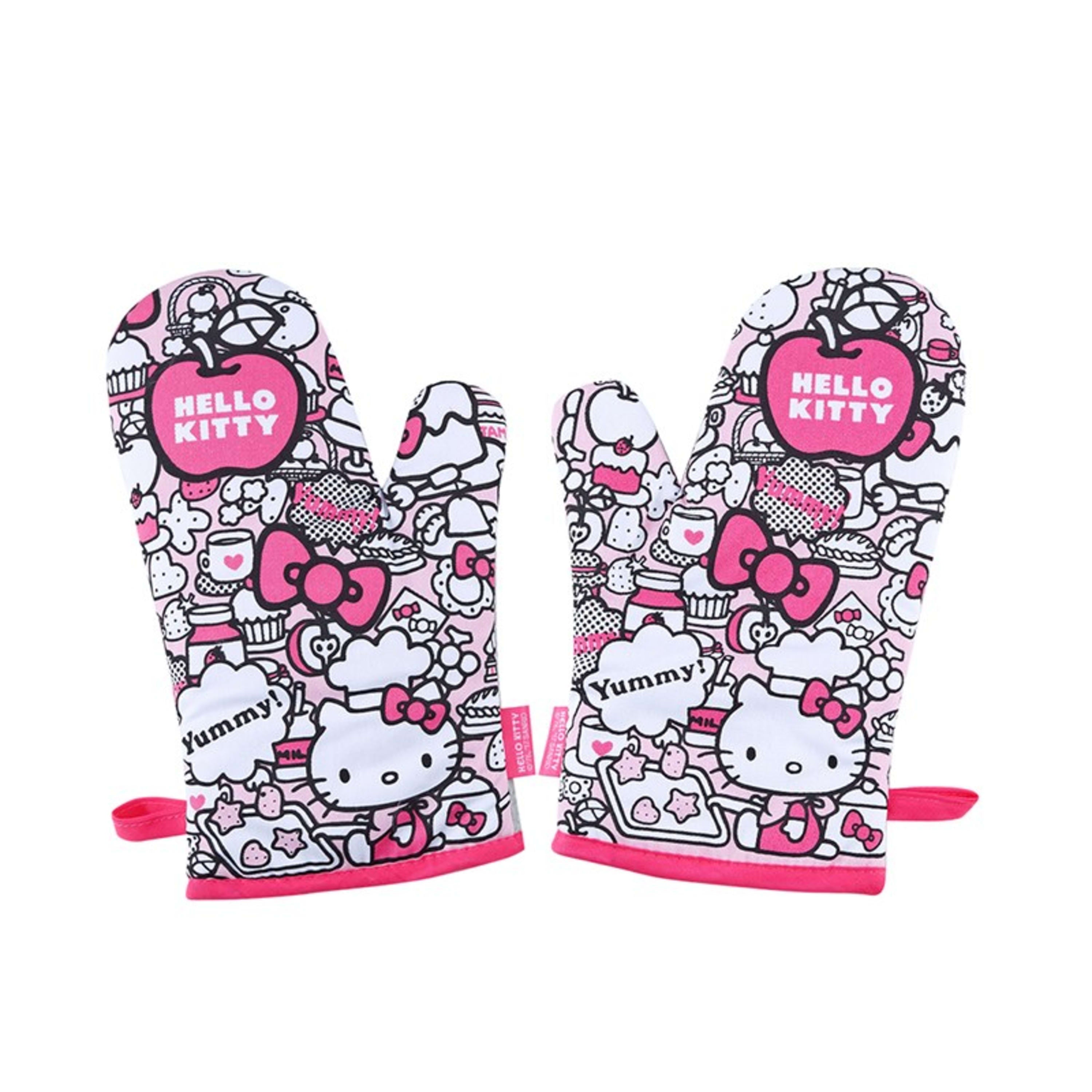 CHEFMADE x Sanrio Hello Kitty 2 Piece Cotton & Silicone Oven Mitt Set - Yummy Tea Time