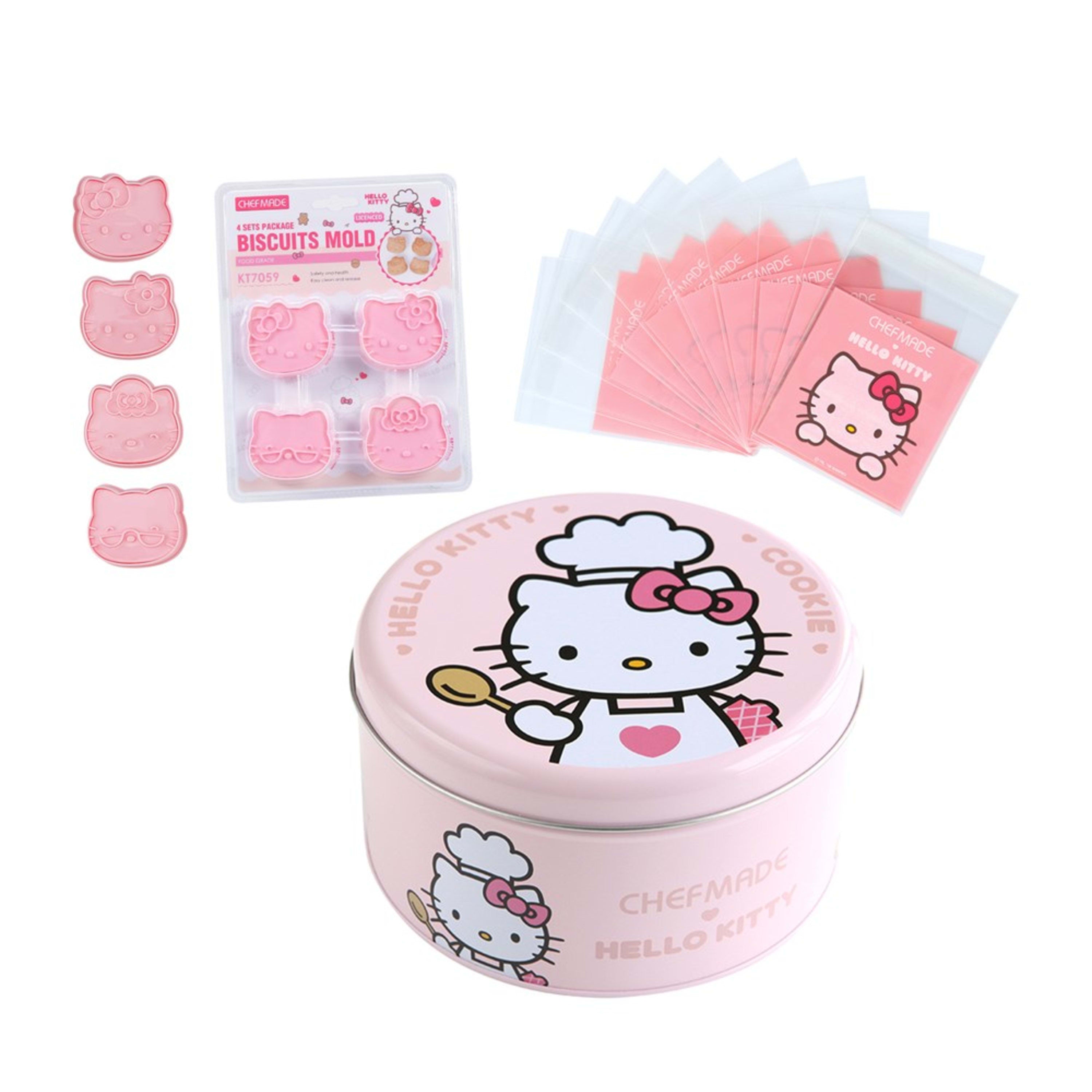 CHEFMADE x Sanrio Hello Kitty 4 Piece Biscuit Mould & Cookie Tin & Cookie Bags (50 Piece) Set