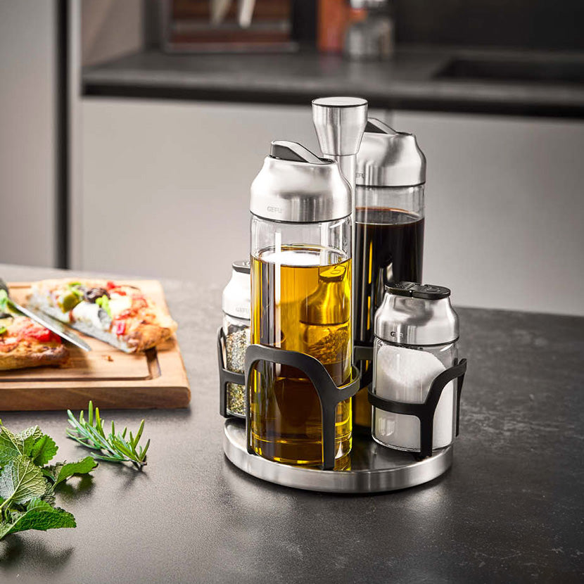 GEFU KIPPO Vinegar-Oil and Spice Cruet Stand