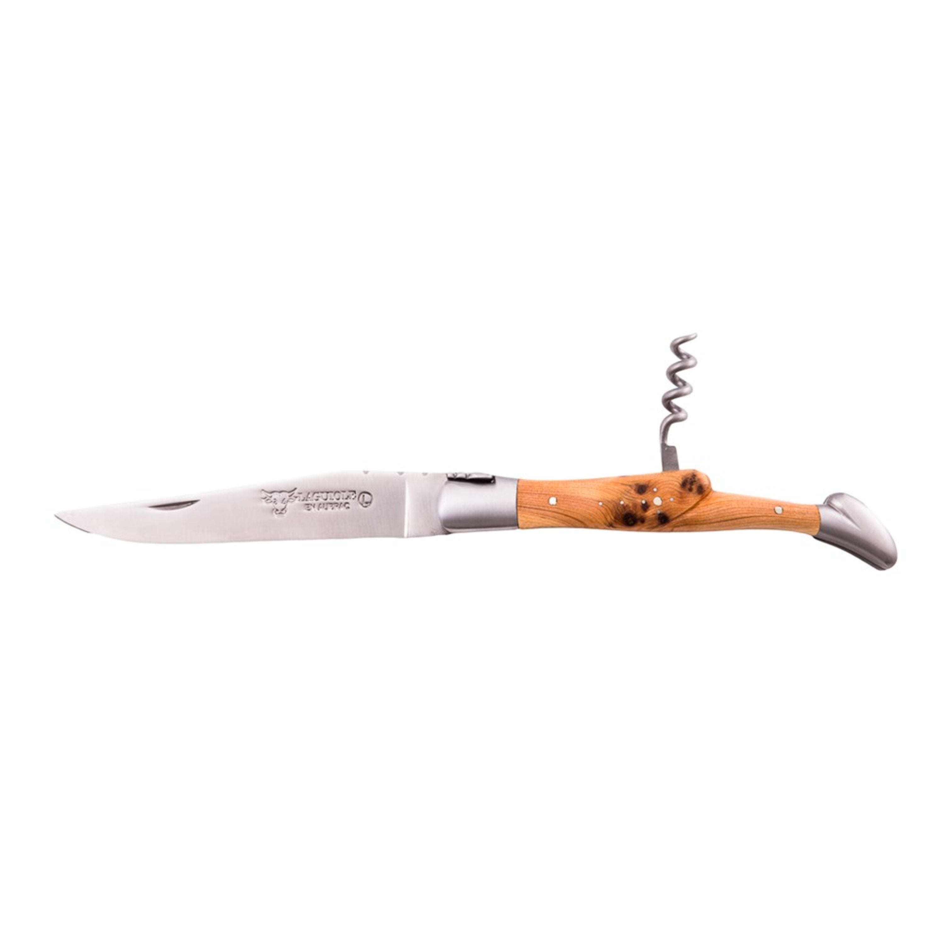 Laguiole en Aubrac Folding Knife with Corkscrew 12cm - Juniper Wood