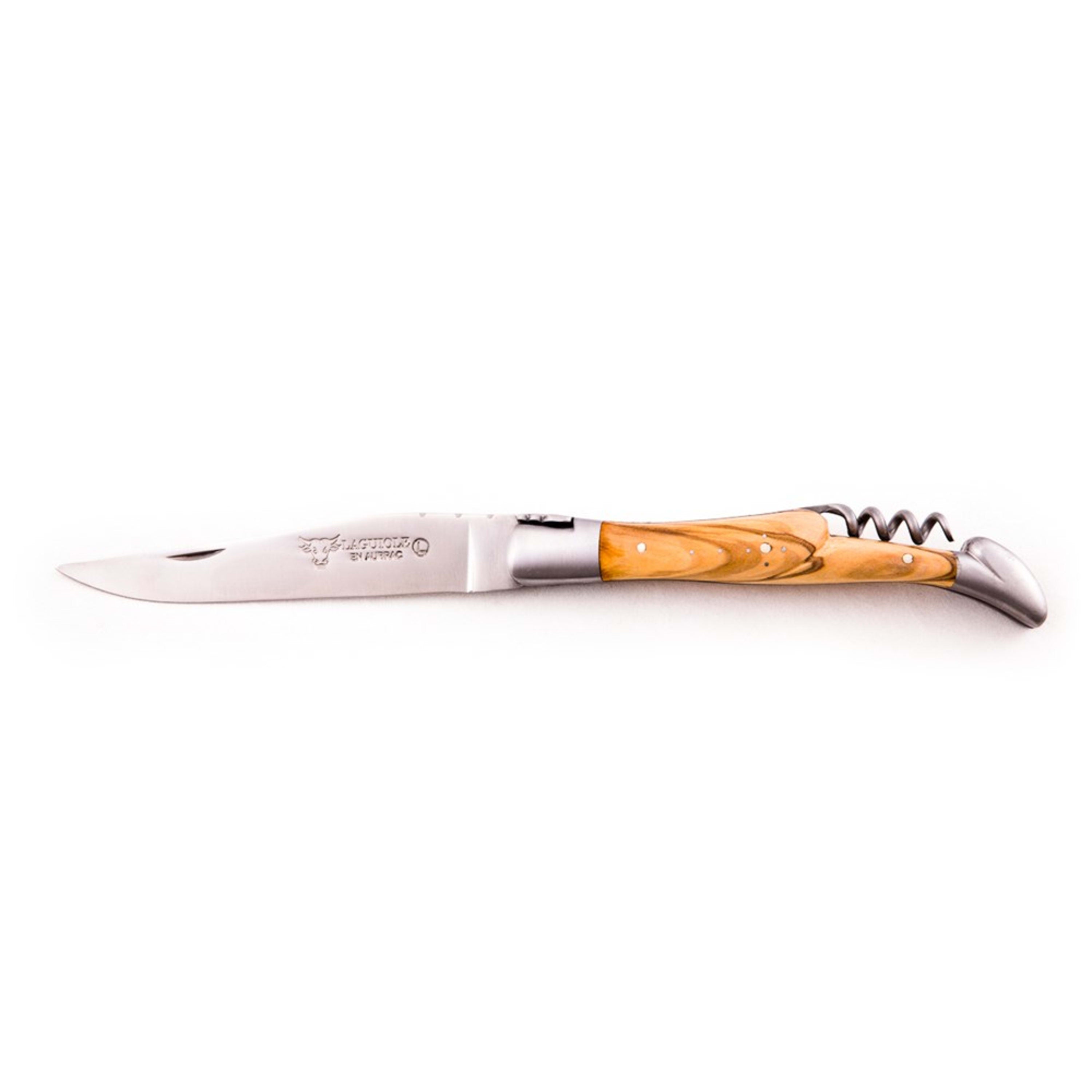 Laguiole en Aubrac Folding Knife with Corkscrew 12cm - Olive Wood
