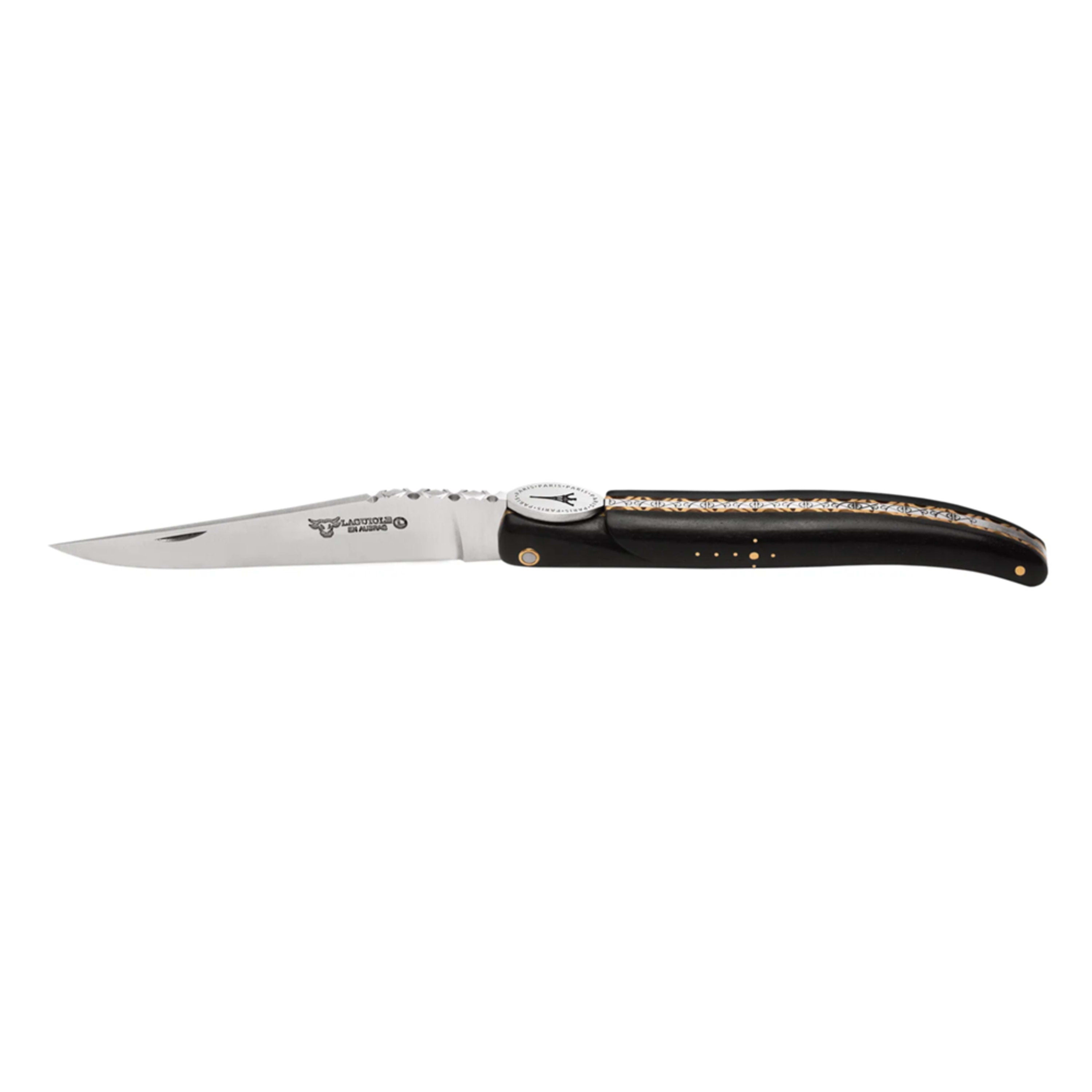 Laguiole en Aubrac Eiffel Tower Folding Knife 12cm - Ebony Wood