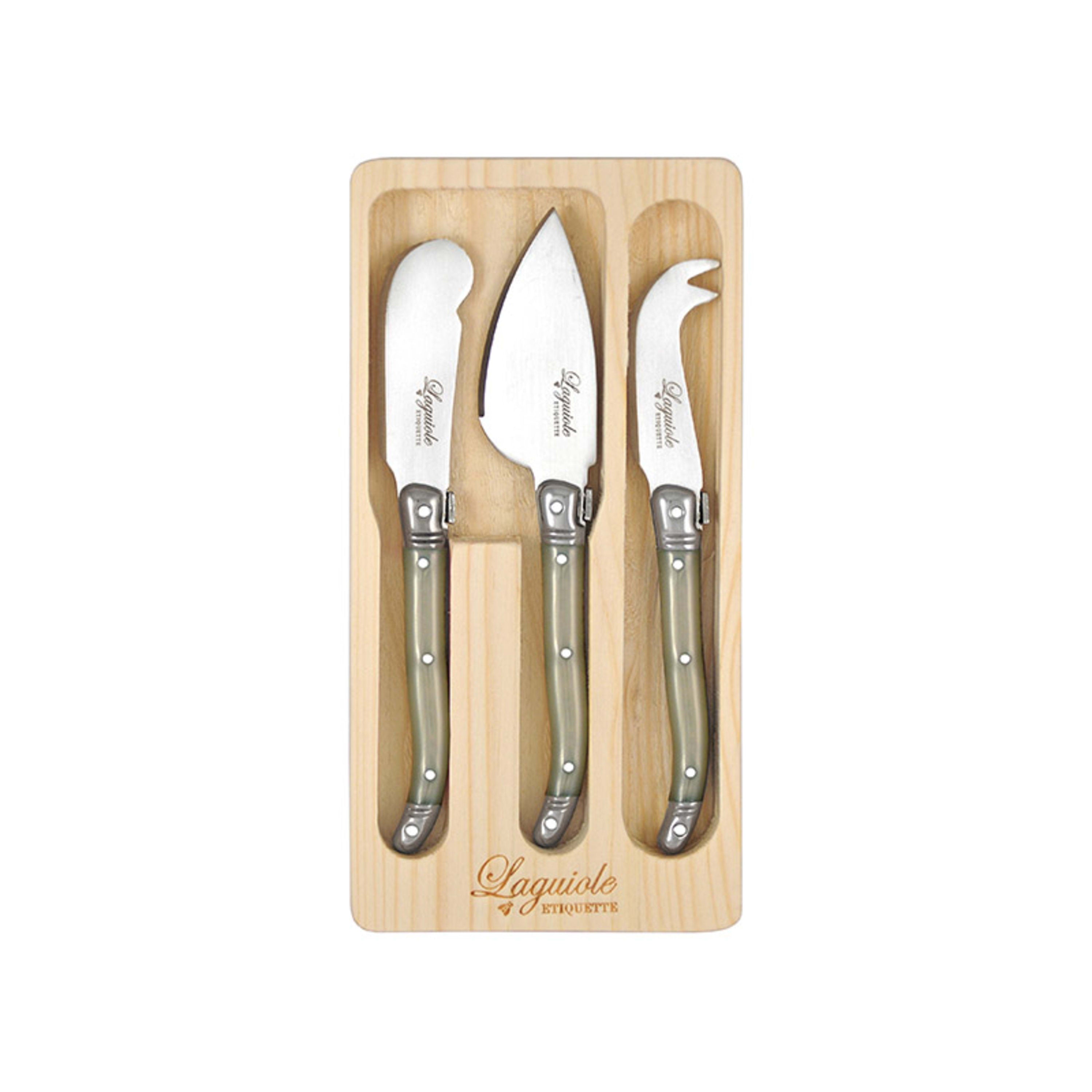 Laguiole Etiquette 3 Piece Mini Cheese Knife Set - Mother of Pearl