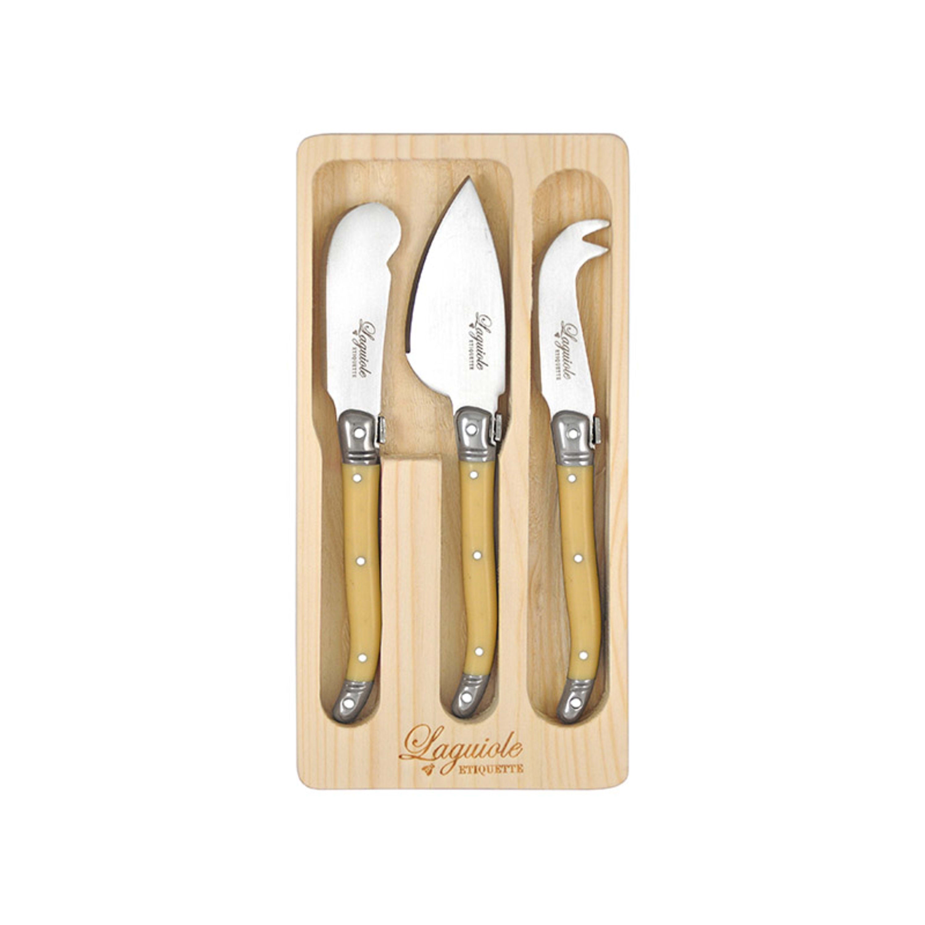 Laguiole Etiquette 3 Piece Mini Cheese Knife Set - Ivory