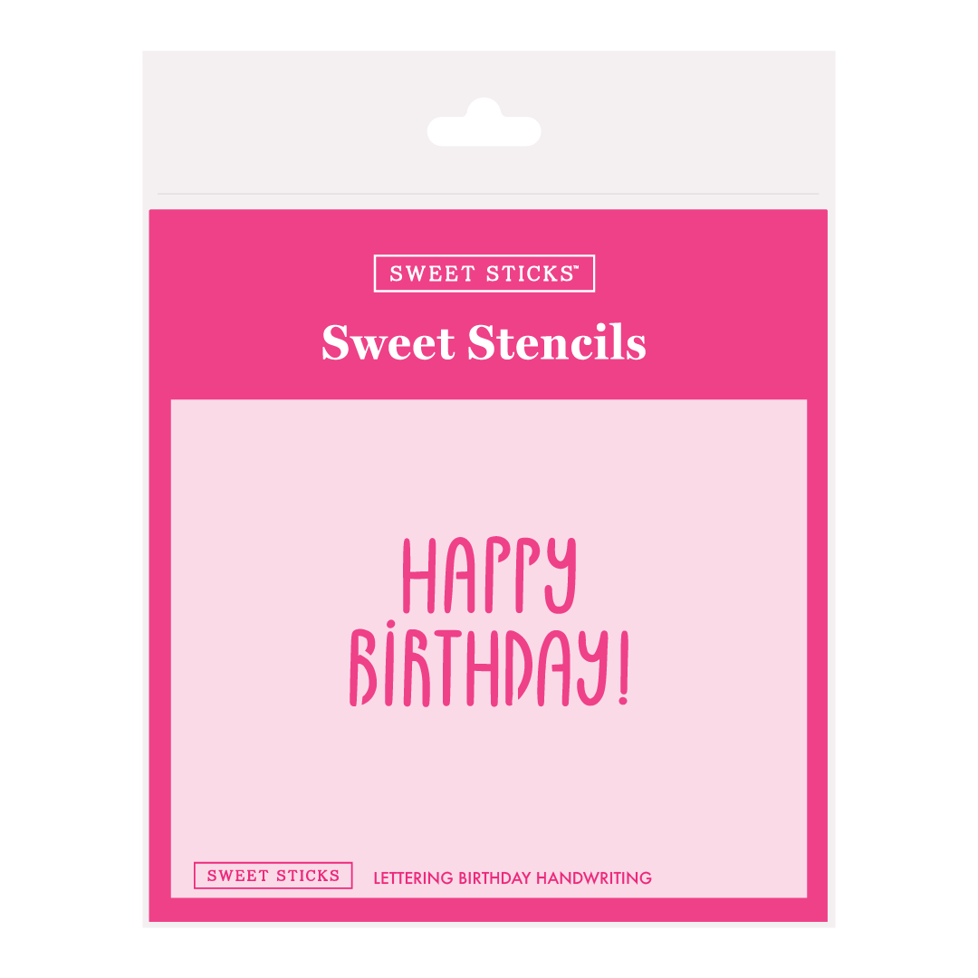 SWEET STICKS Sweet Stencils Birthday Range - Lettering Birthday Handwritten