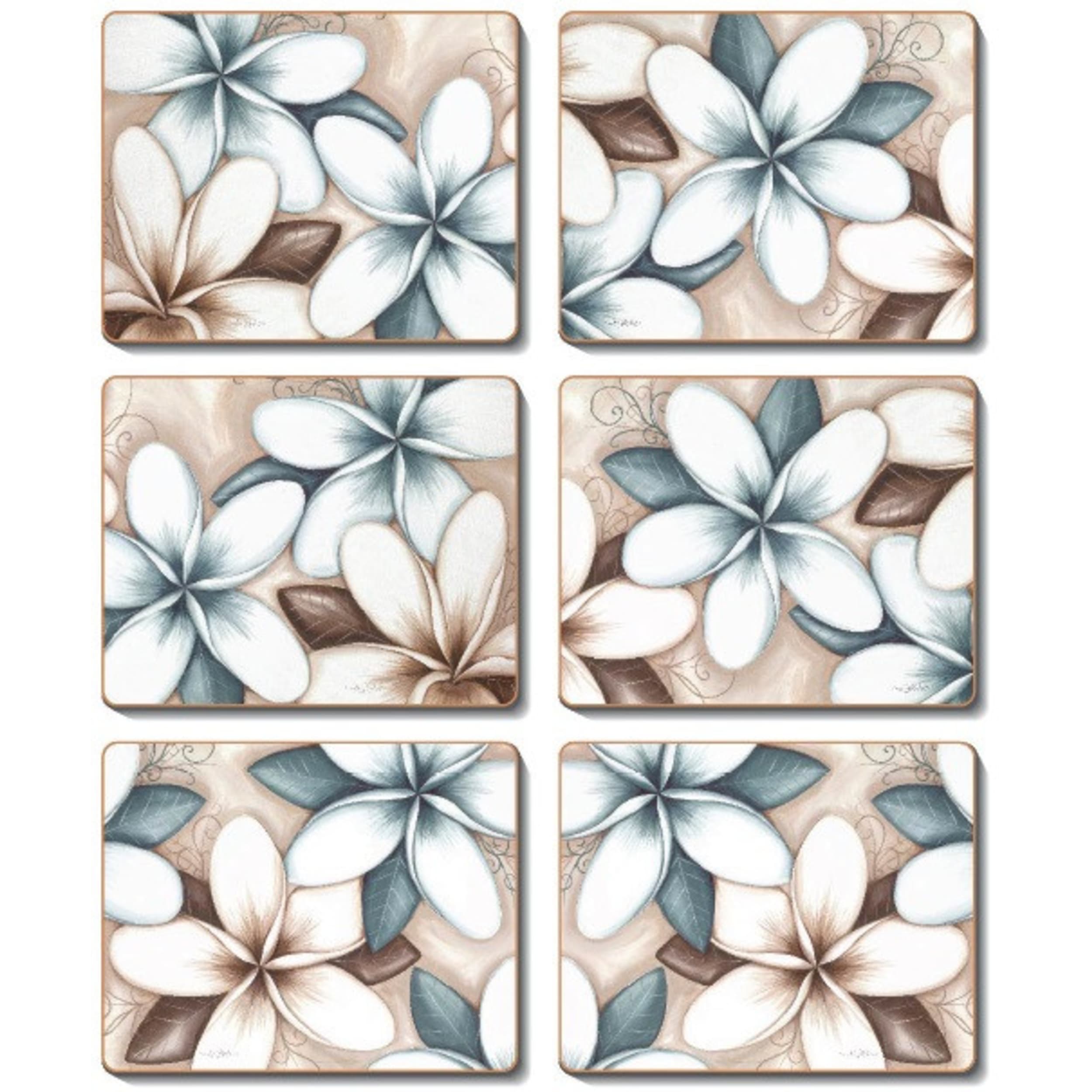 Cinnamon Ocean Frangipani Placemat 6 Piece Set