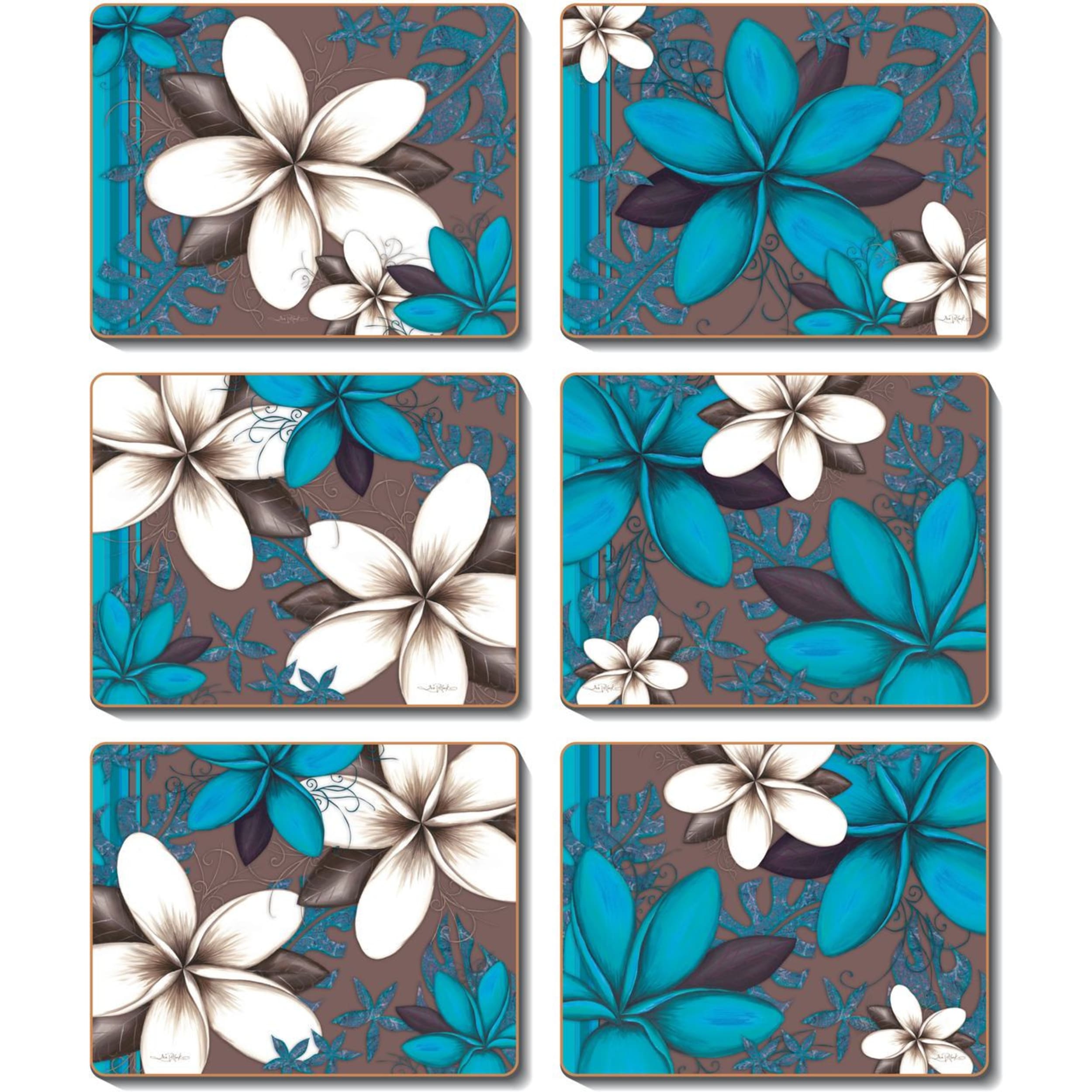 Cinnamon Aqua Frangipani Coaster 6 Piece Set