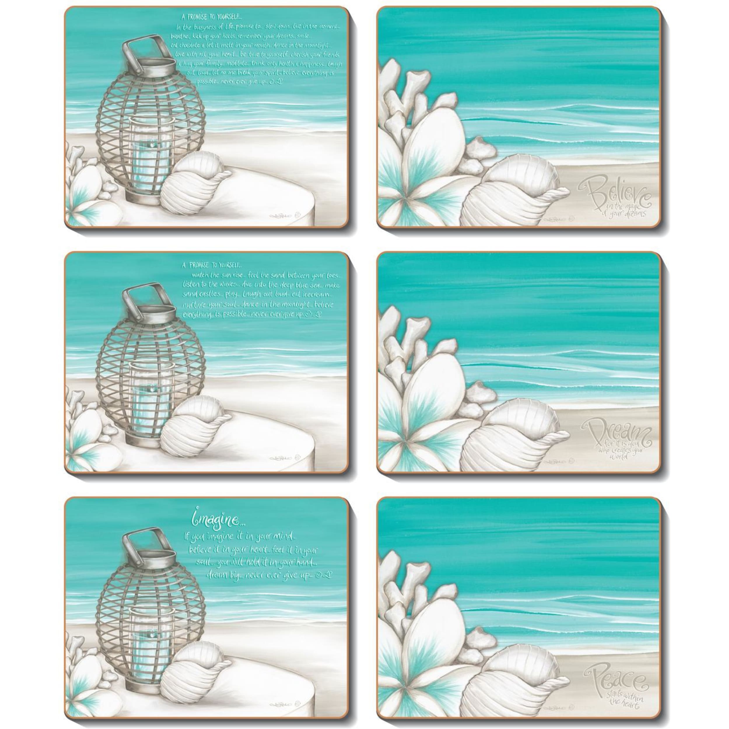 Cinnamon Beach Lantern Placemat 6 Piece Set