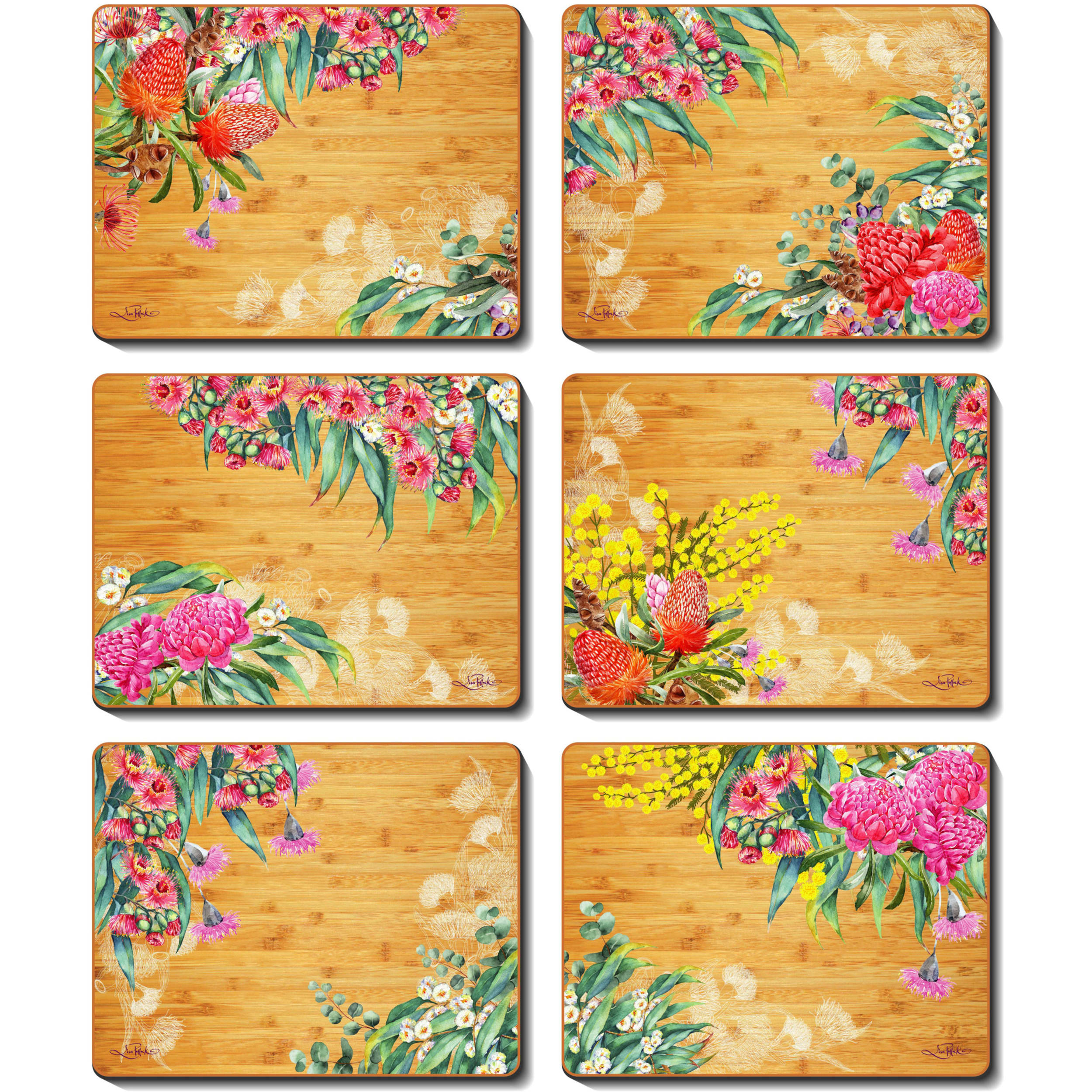 Cinnamon Native Flowers Placemat 6 Piece Set